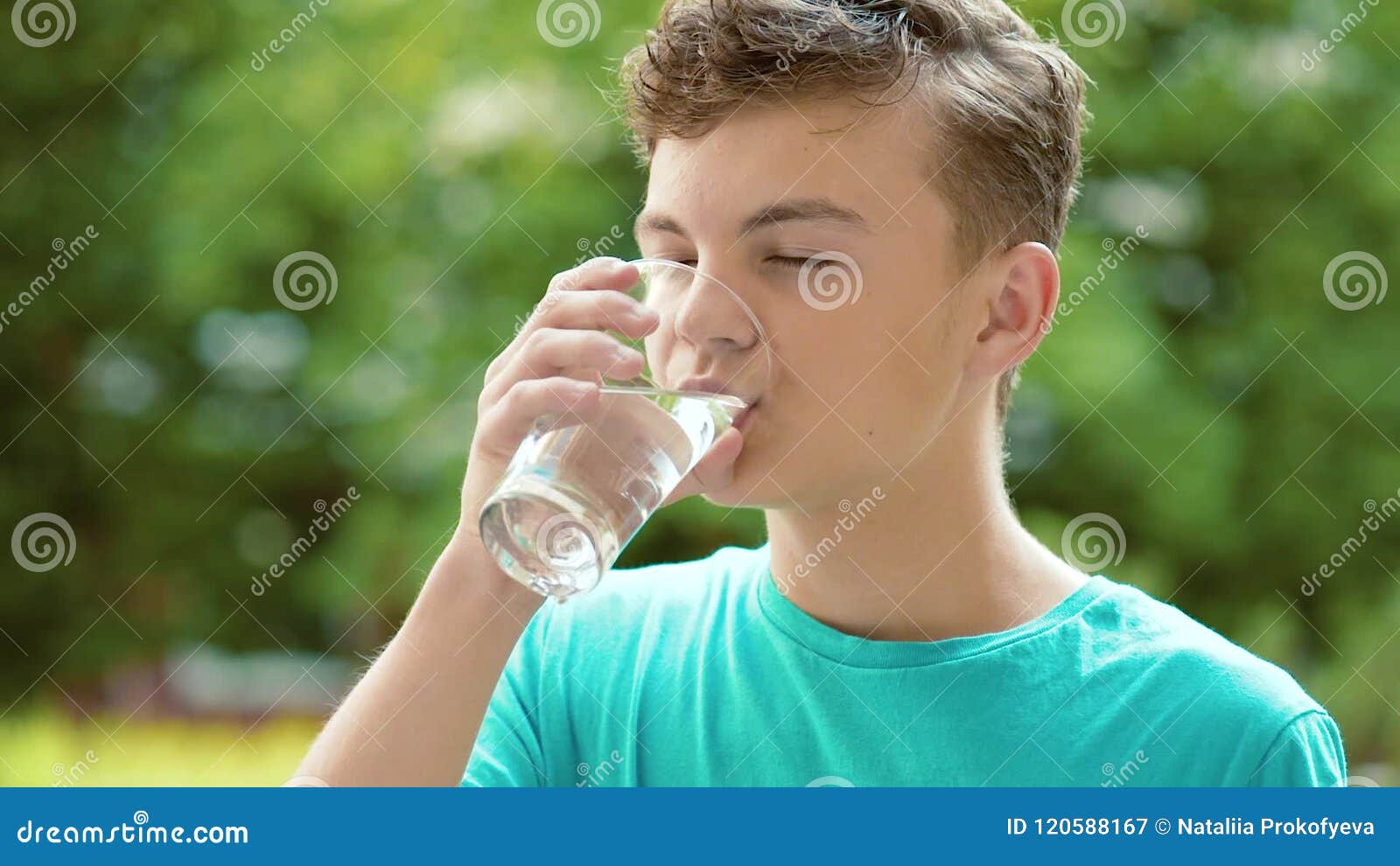 teen drinking water