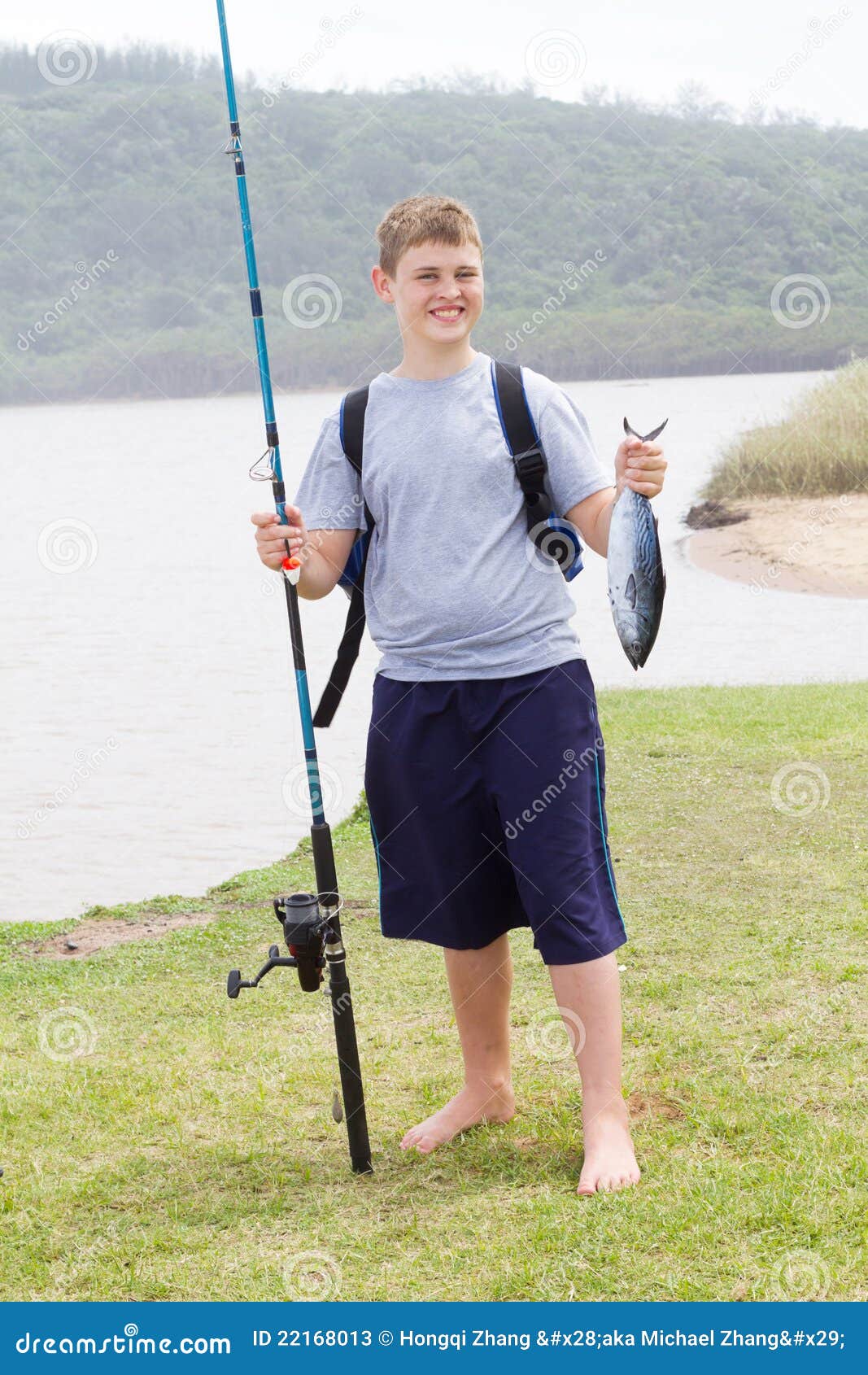 Teen boy fishing stock image. Image of proud, green, pride - 22168013