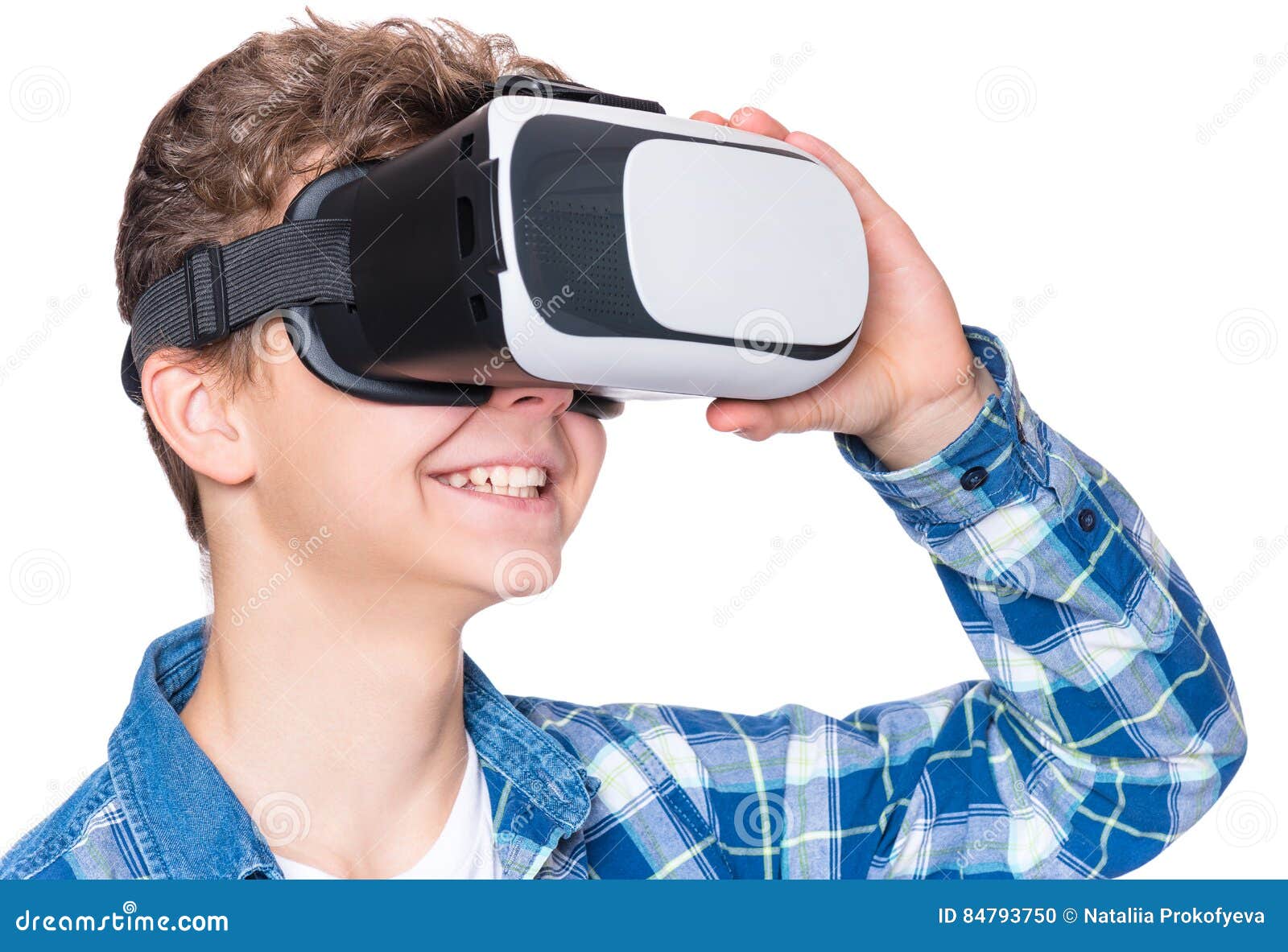 Teen boy in VR glasses stock photo. Image of device, headset - 84793750