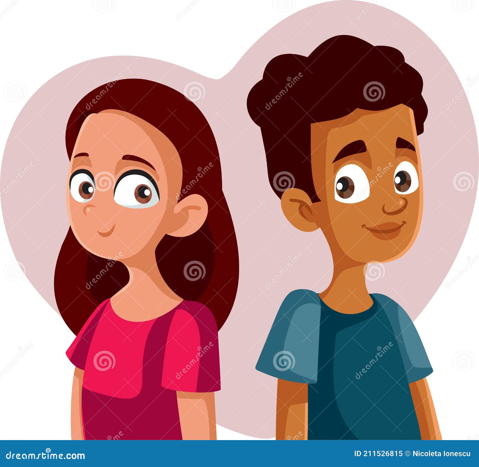Cute Teenagers Falling in Love Vector Cartoon Stock Vector