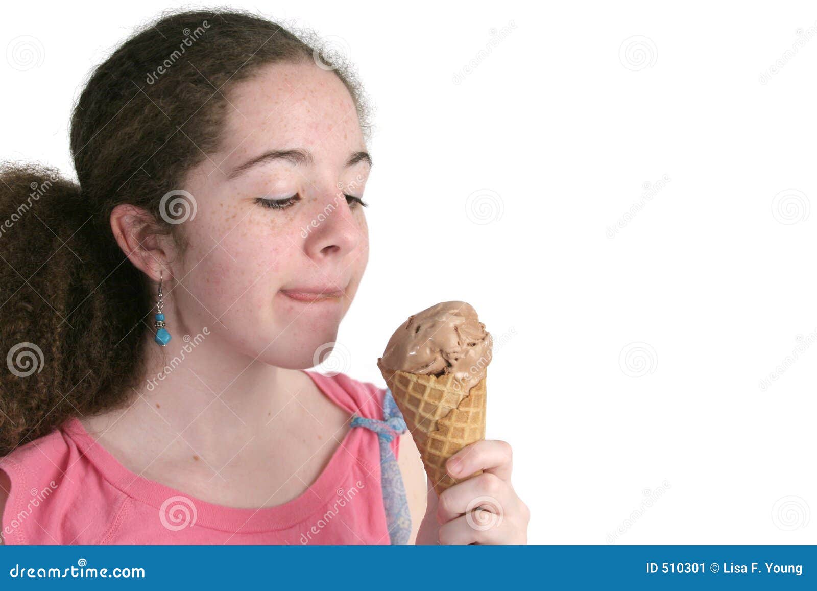 Teen Chocolate Ice Cream Stock Image Image Of Hair