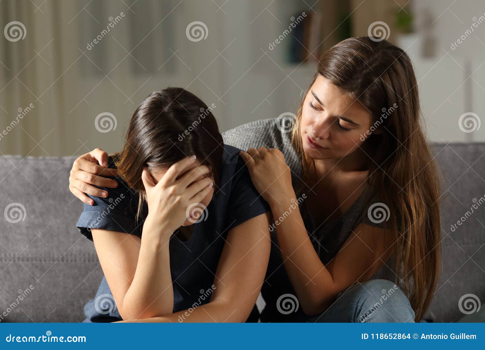 teen comforting hes sad friend in the night