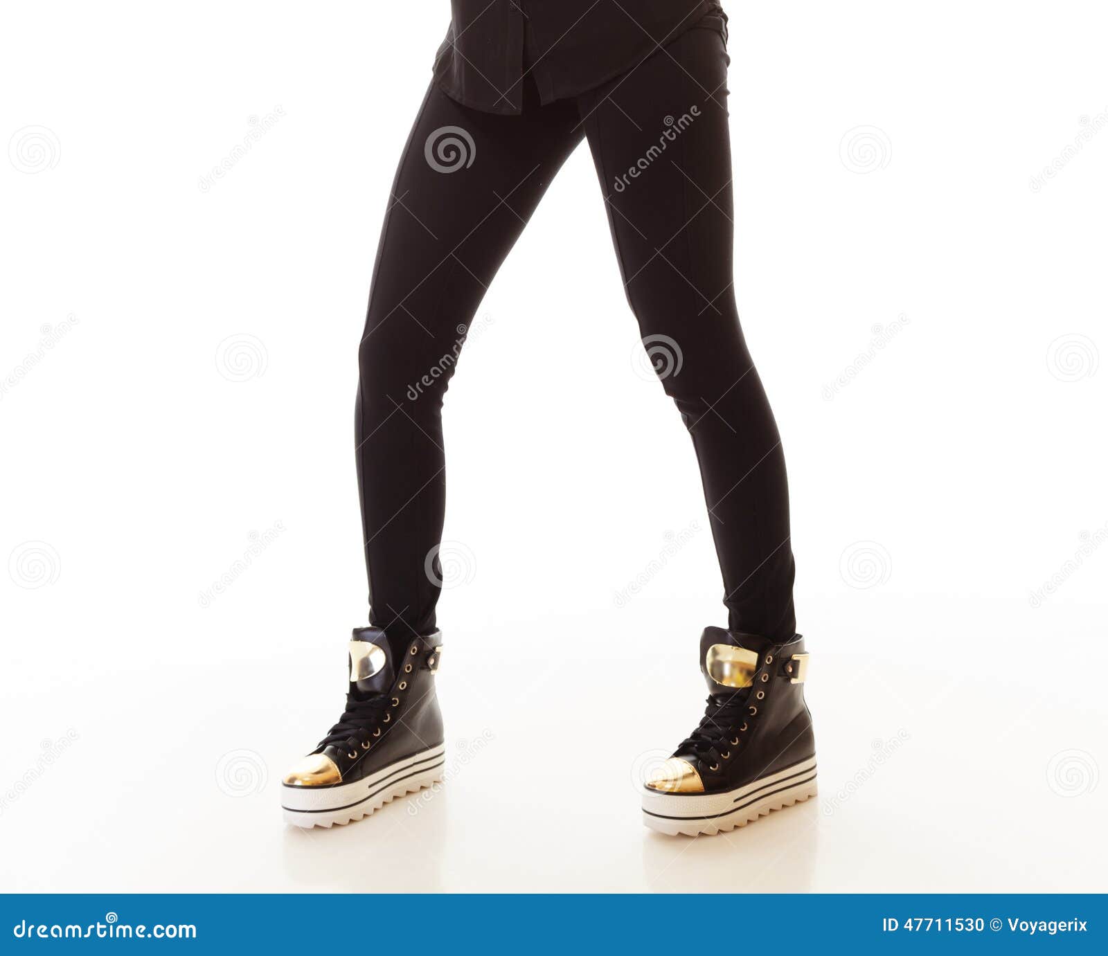 Teen Fashion. Female Legs in Sneakers Stock Photo - Image of boot ...