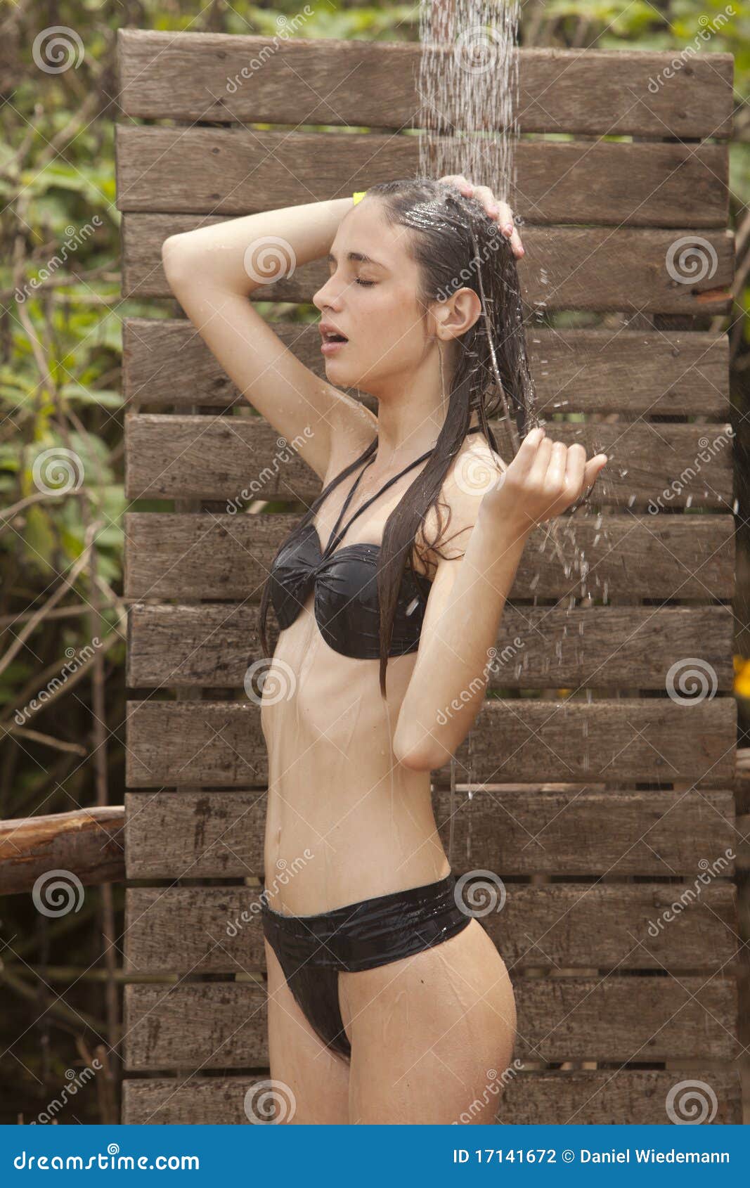 Teen Girl in Bikini Showering Stock Photo - Image of teen, refreshing:  17141672