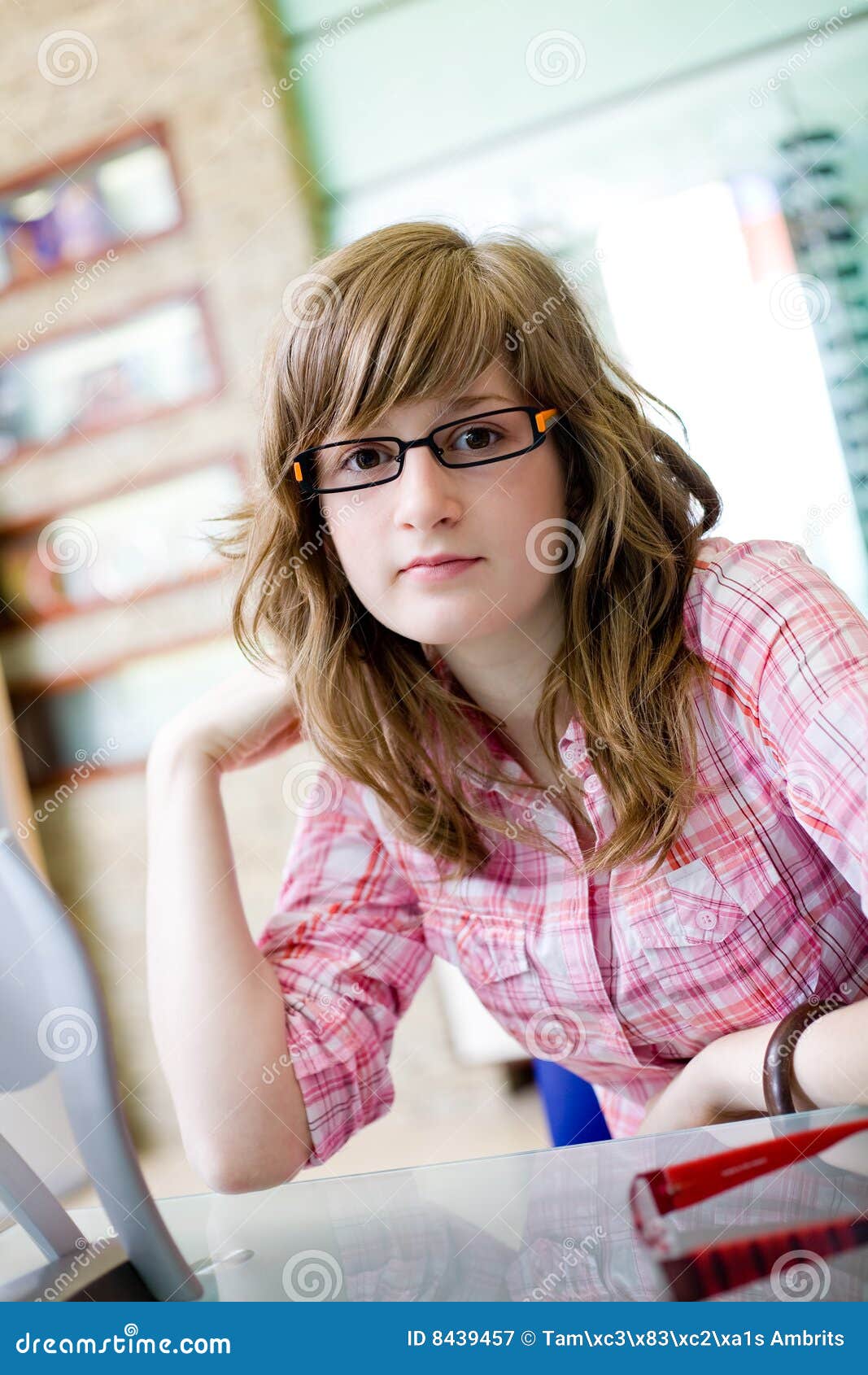 Teen Girl Choose An Glasses Stock Image Image Of Col