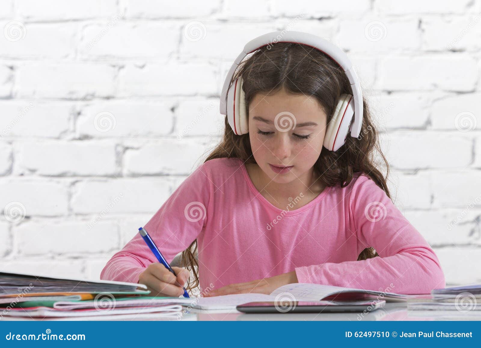 girl doing homework music