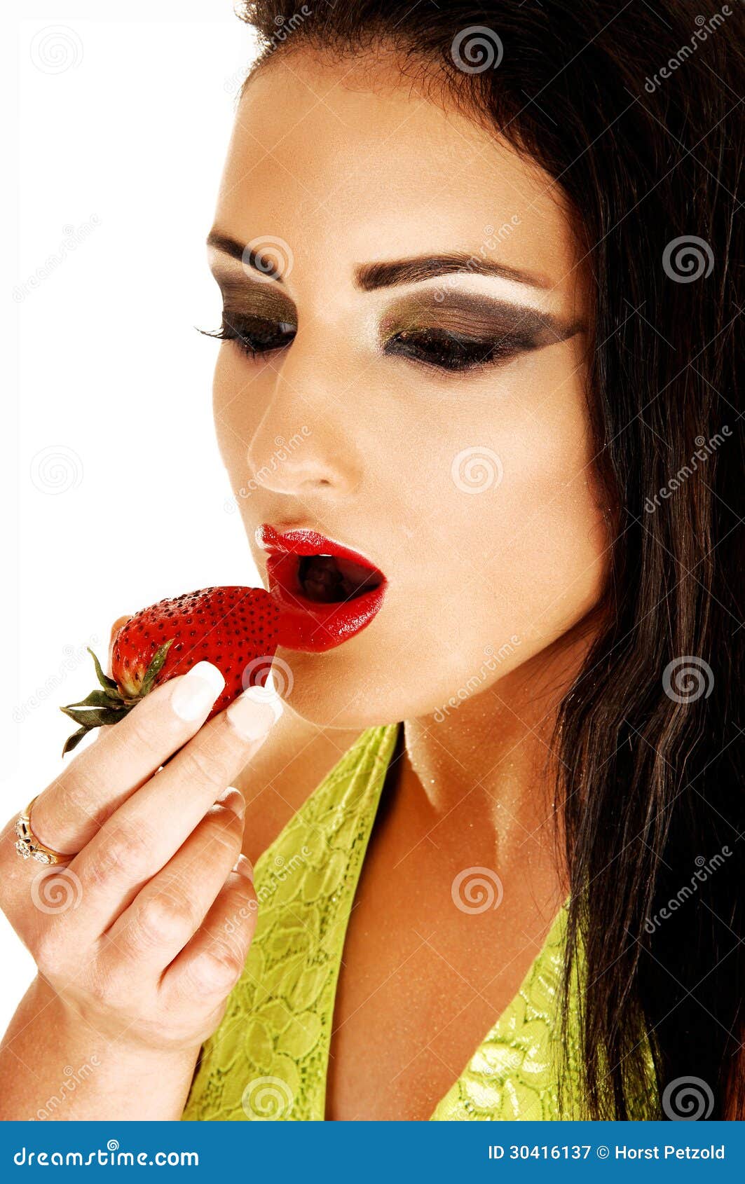 Teen Girl Eating Strawberry Stock Image Image Of Face Portrait 30416137