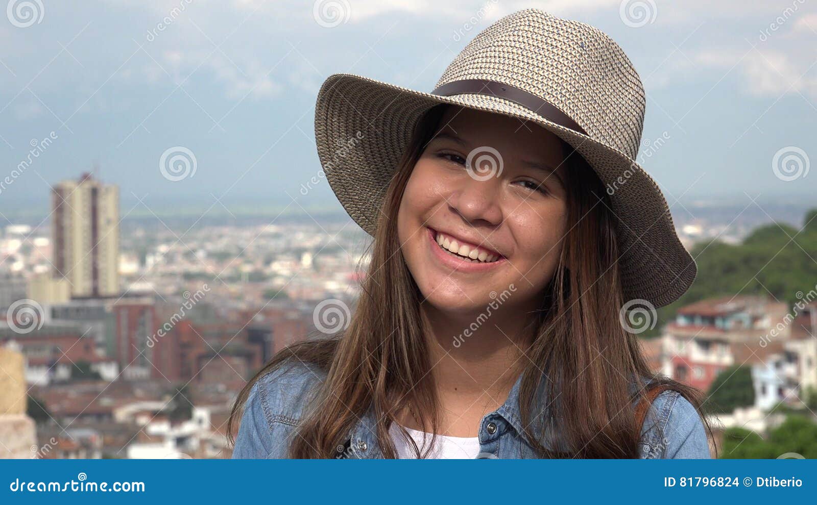 Teen Girl Having Fun Wearing Hat Stock Photo I