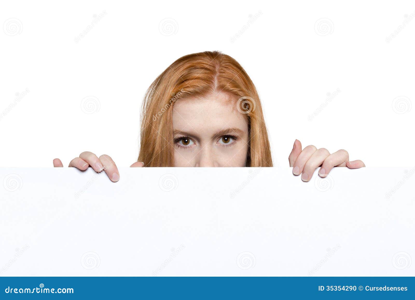 Teen Girl Holding A Sign With Copyspace For Adverts Stock