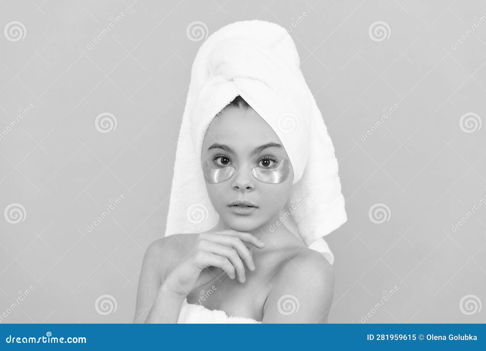 Teen Girl In Shower Towel With Beauty Patch Stock Image Image Of Girl