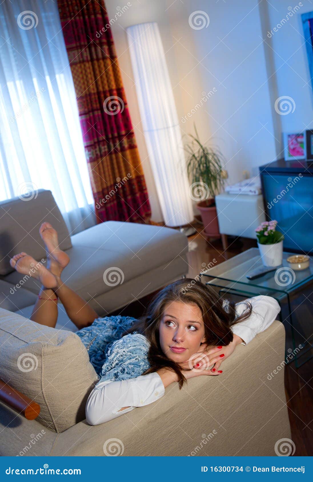 Nice Teen On Couch - Teen girl on the sofa stock photo. Image of girl, adult - 16300734
