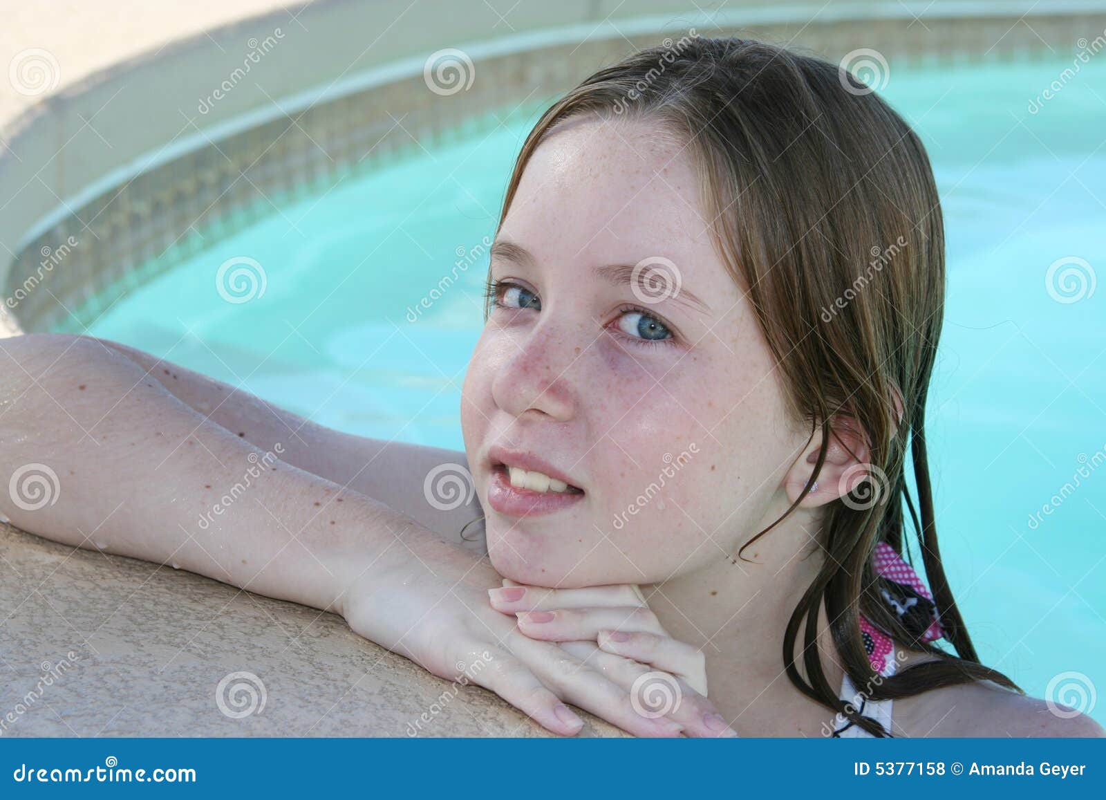 teen girl swimming