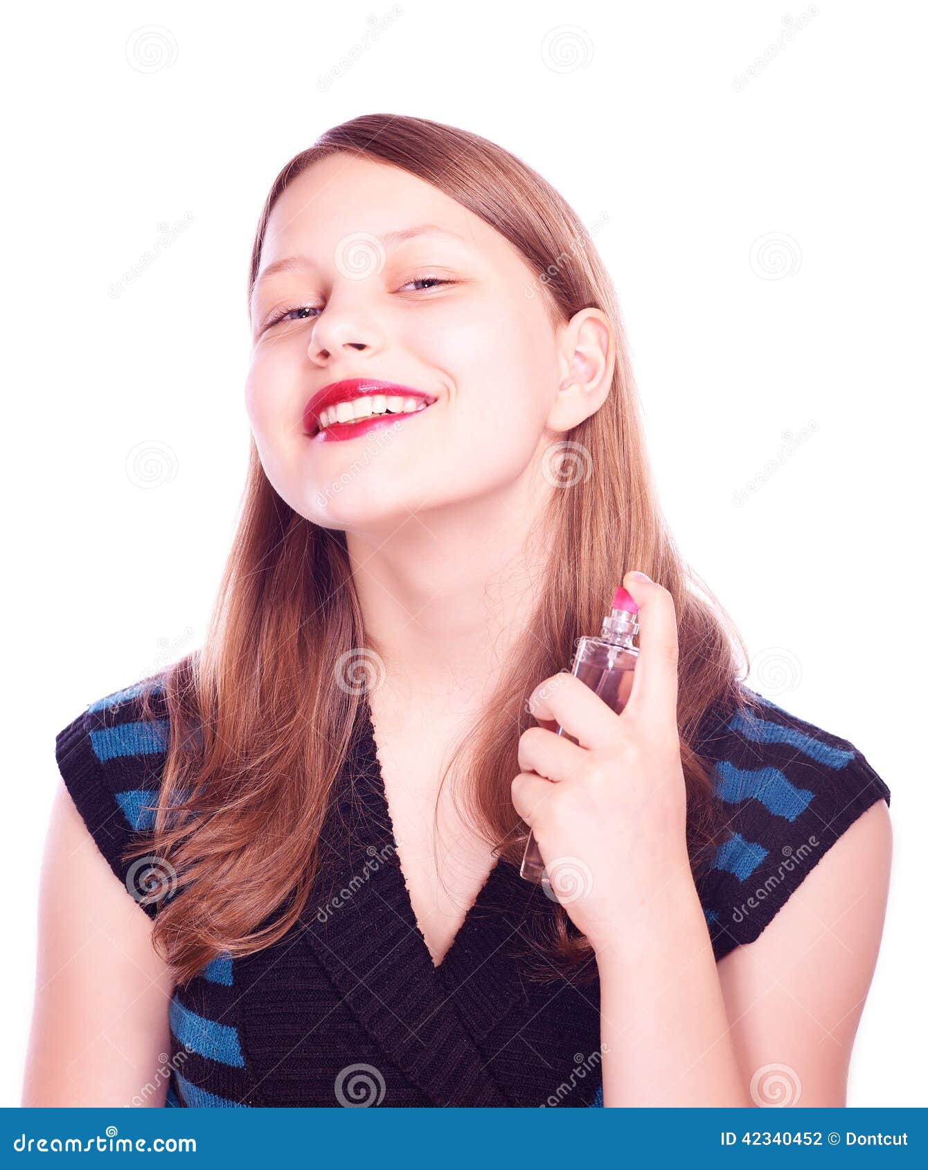 Teen girl using perfume stock photo. Image of holding - 42340452