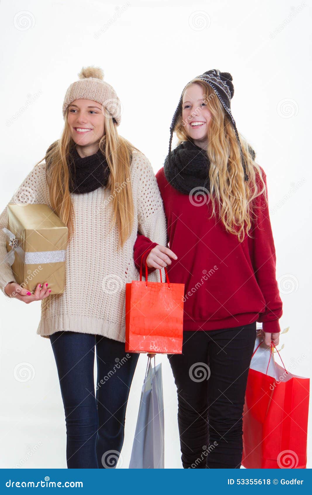 Teen Girls Shopping for Gifts Stock Photo - Image of purchases, gifts ...