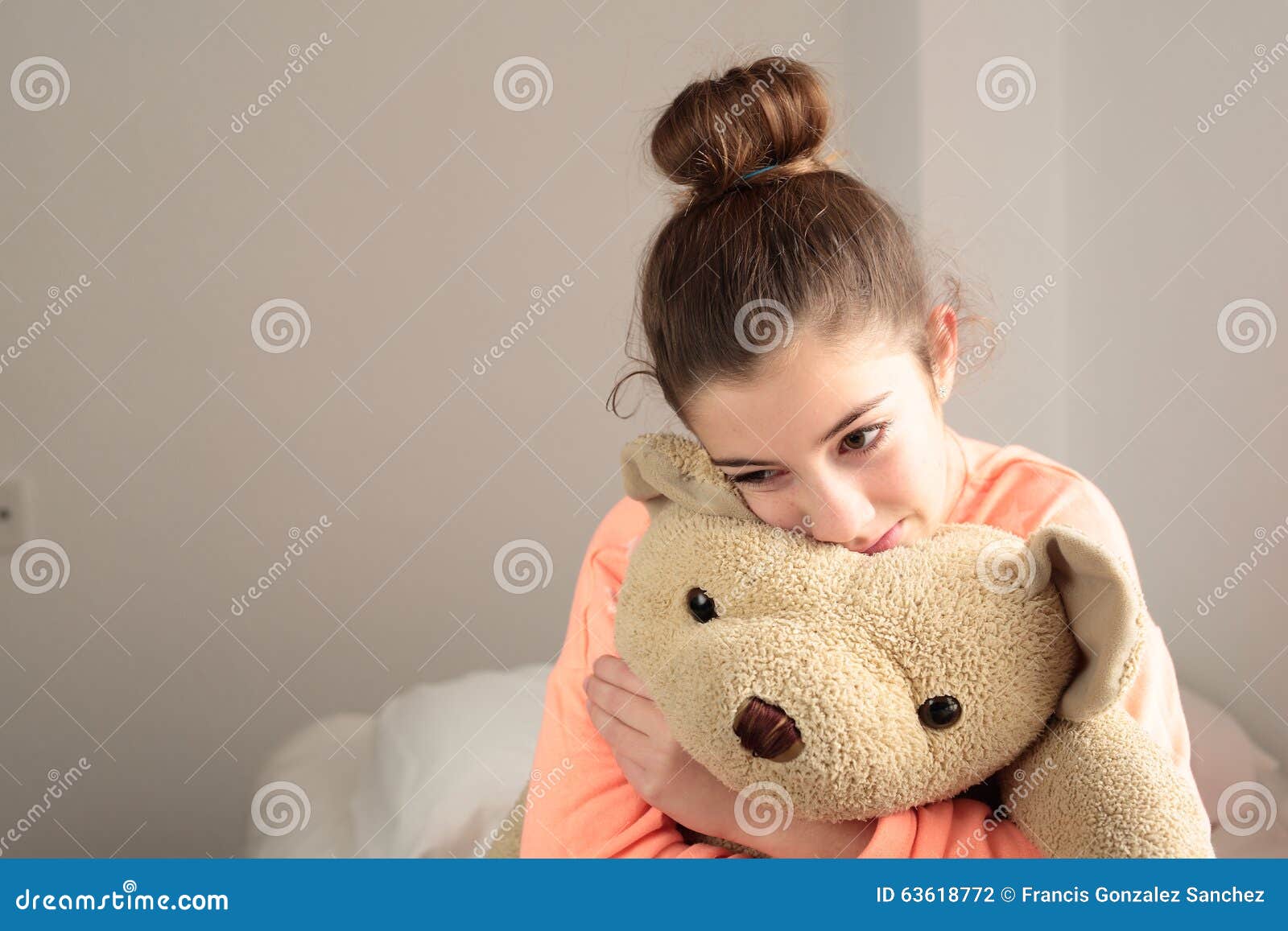 Teen Hugging Her Teddy Bear Stock Photo Image of 