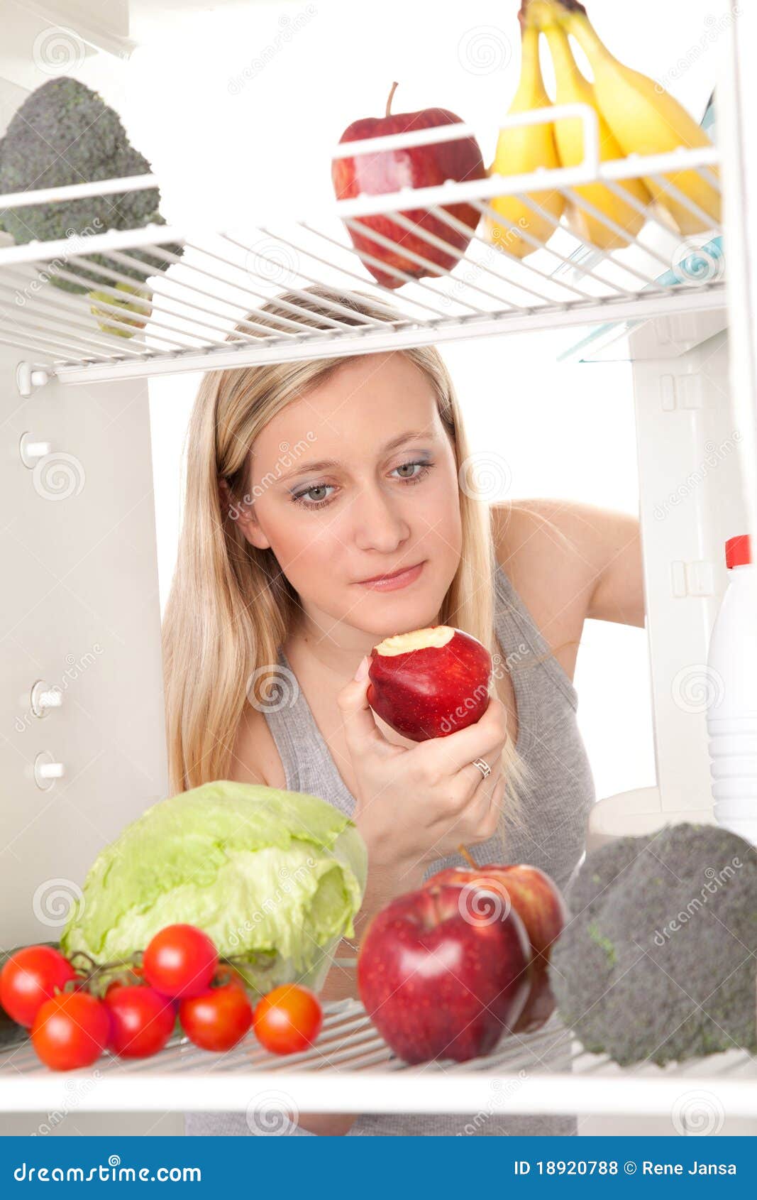 Teen Looking at Food in Fridge Stock Photo Image of attractive