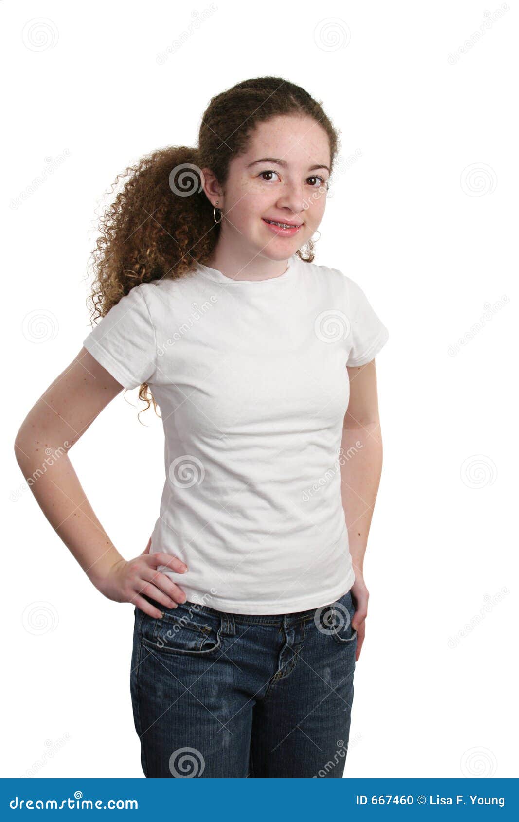 girl in white shirt