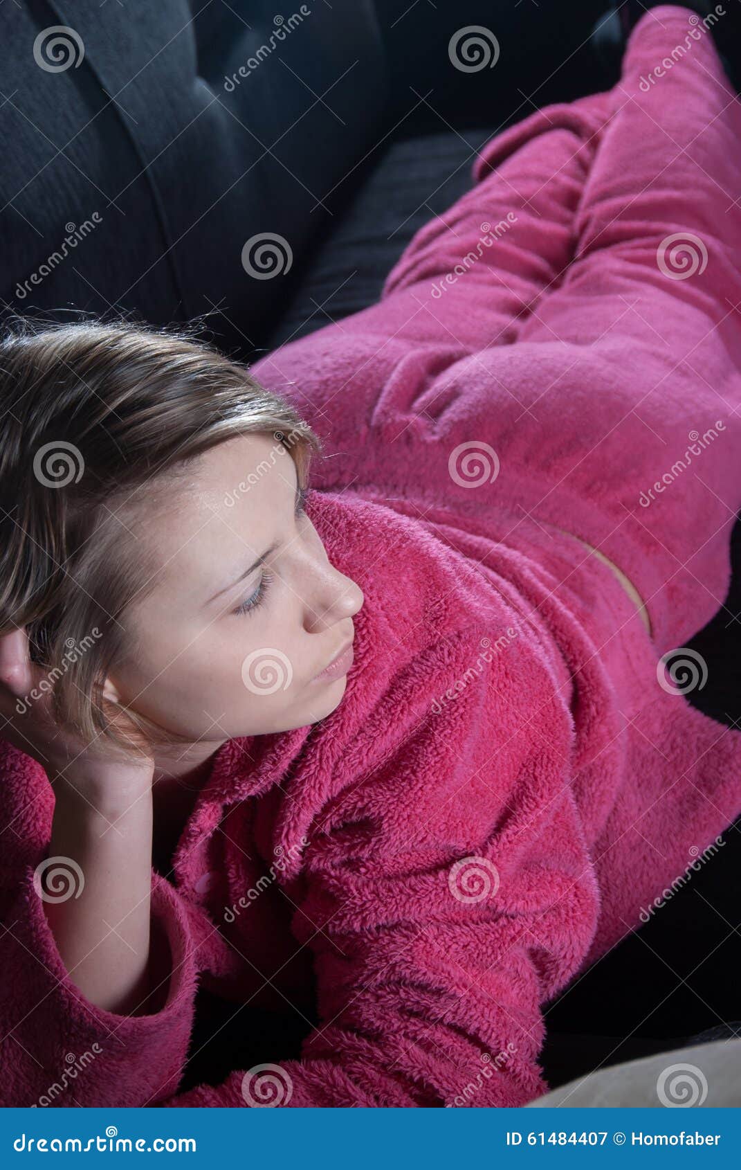 Teen With Pajamas On The Couch Stock Image Image Of Calm Joyful 61484407