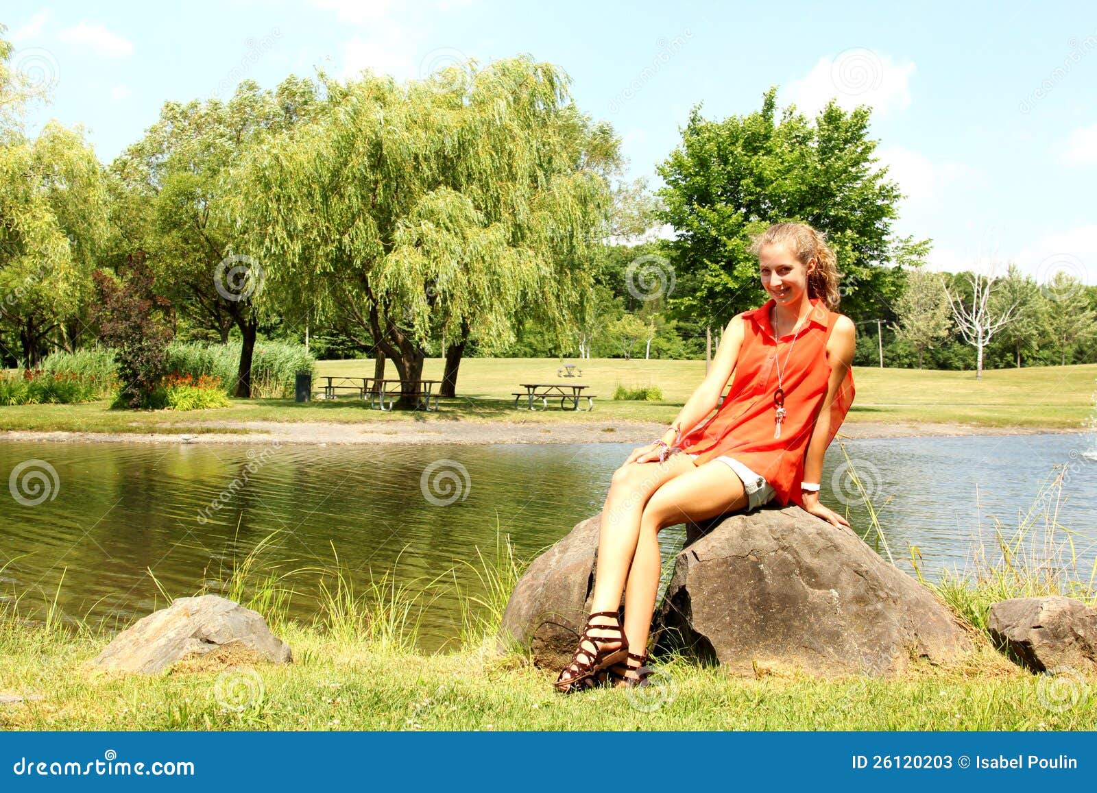 Teen in a park stock image