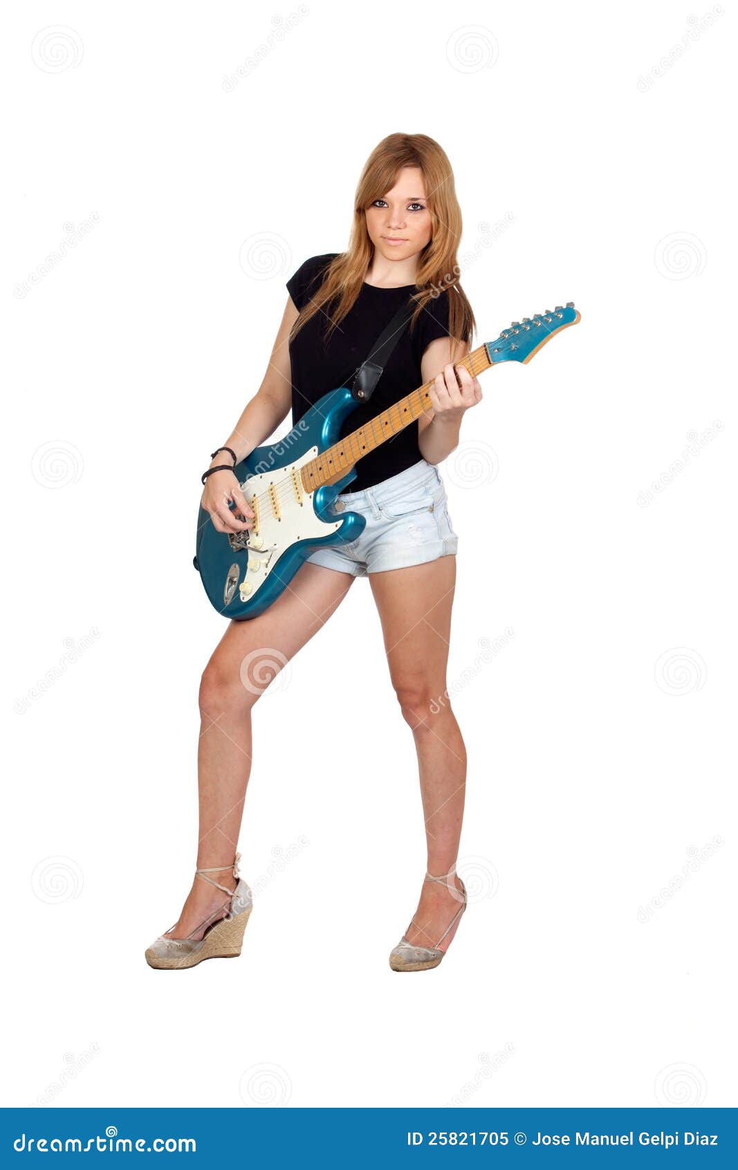 Fille Rebelle De L'adolescence Jouant La Guitare électrique Image stock -  Image du beauté, femelle: 25821705