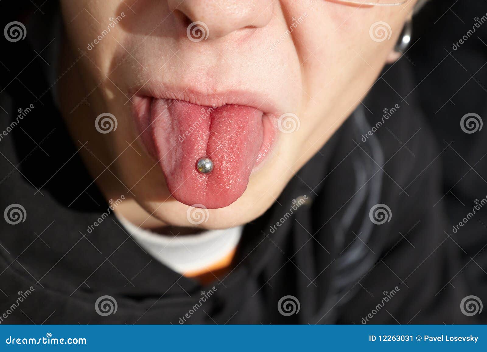 Teen Shows Tongue With Piercing Stock Image Image