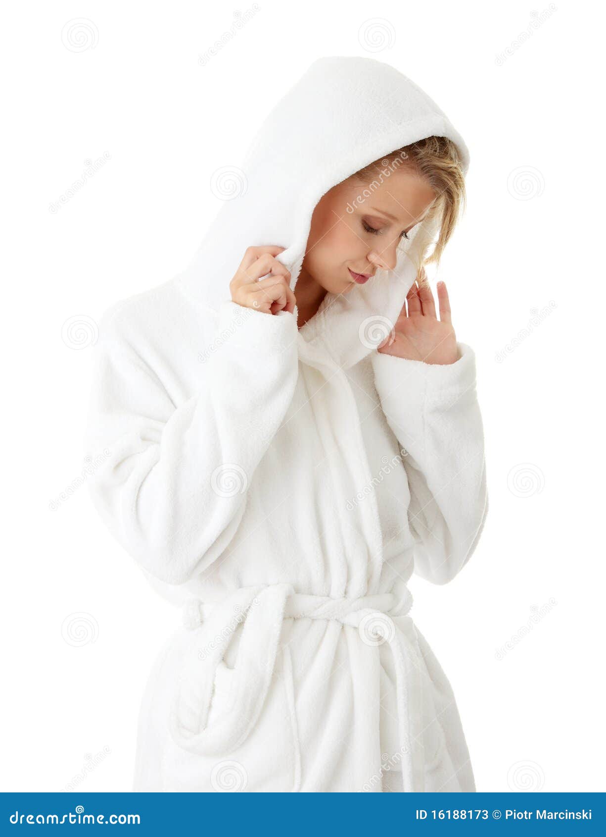Teen woman in bathrobe stock image. Image of fashion 16188173