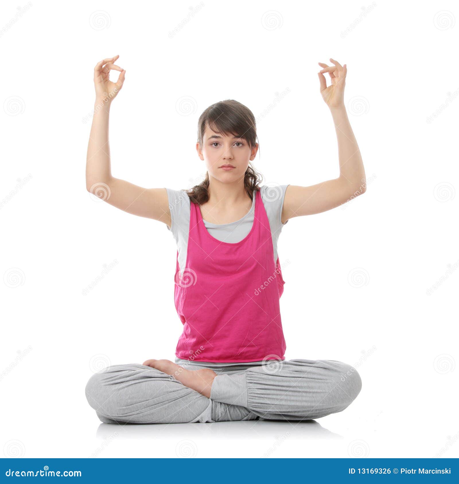 teen woman training yoga