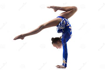Teenage Acrobat Girl Doing Handstand Stock Image - Image of class ...