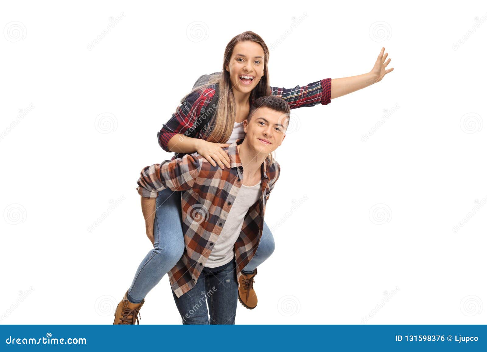 Teenage Boy Carrying a Teenage Girl on 