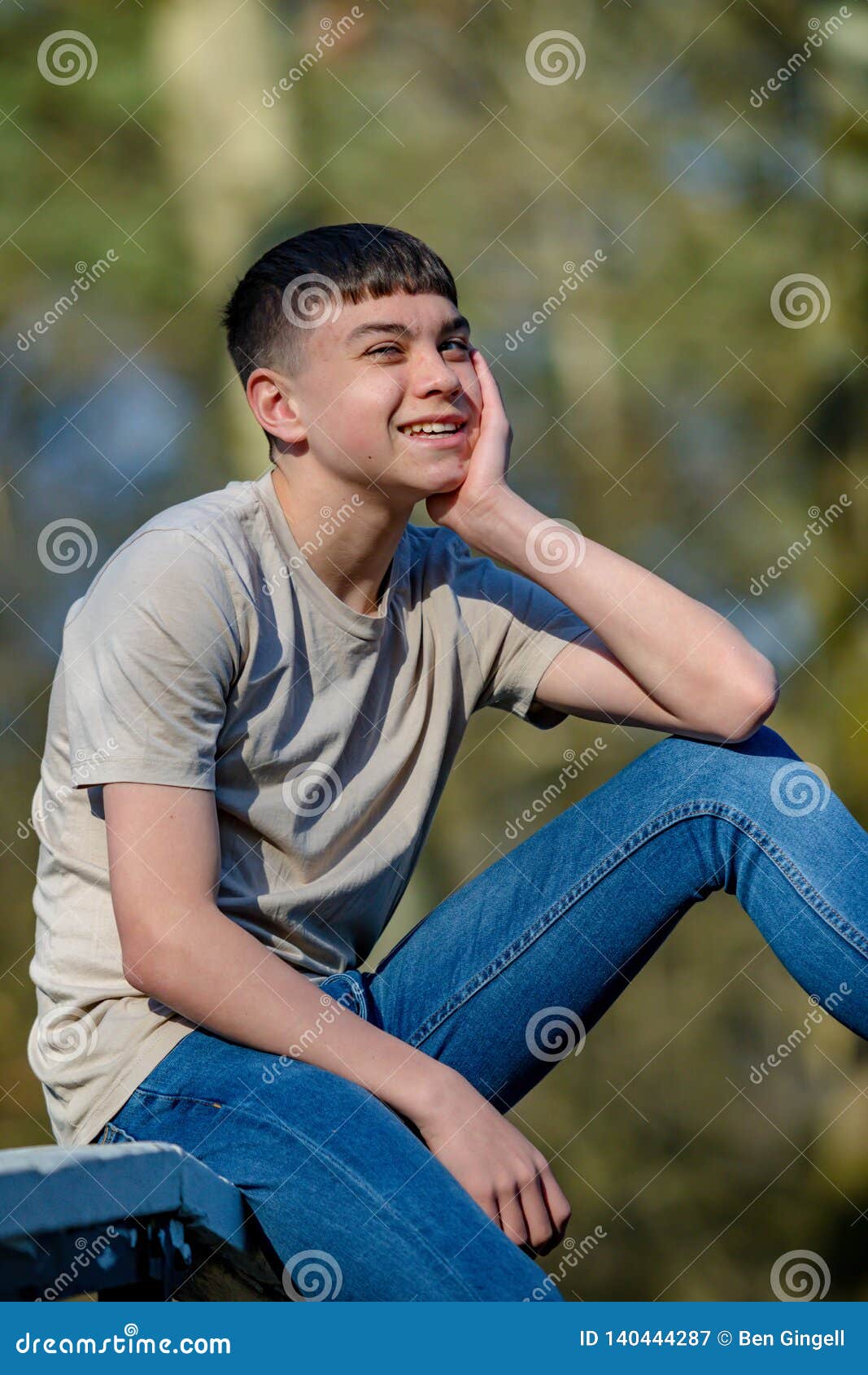 Teenage Boy Outside on a Bright Spring Day Stock Image - Image of trees ...