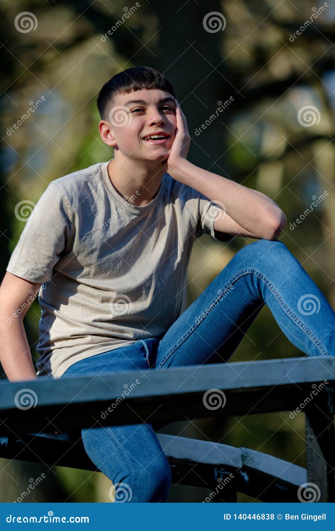 Teenage Boy Outside on a Bright Spring Day Stock Photo - Image of ...