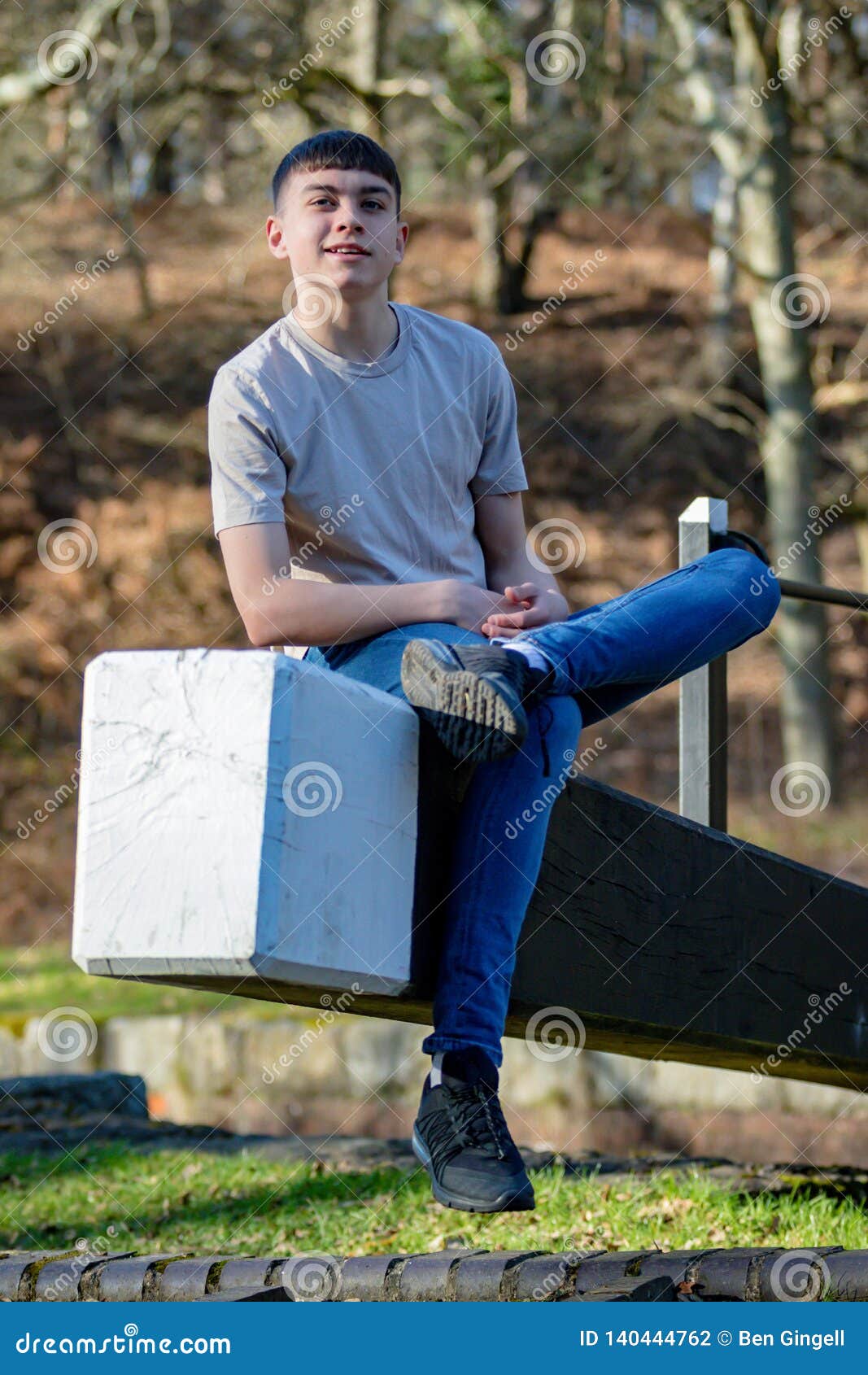 Teenage Boy Outside on a Bright Spring Day Stock Photo - Image of ...