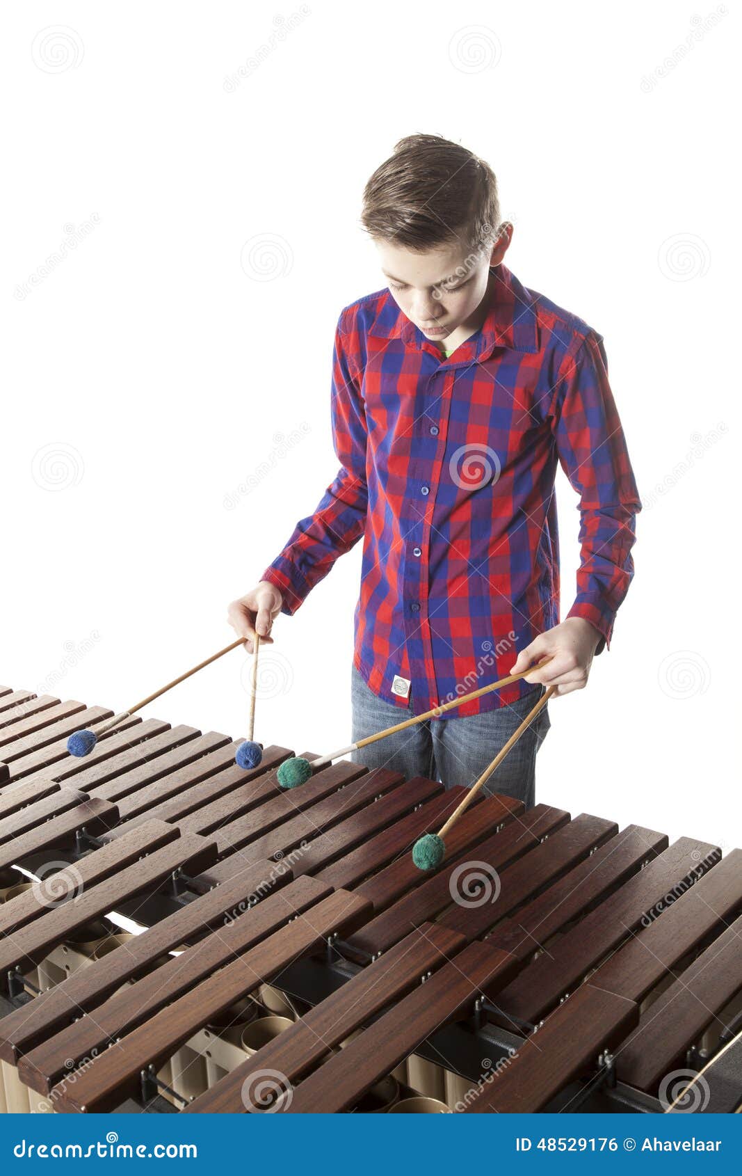 Teenage Boy Playing Marimba in Studio Stock Photo Image of teenage