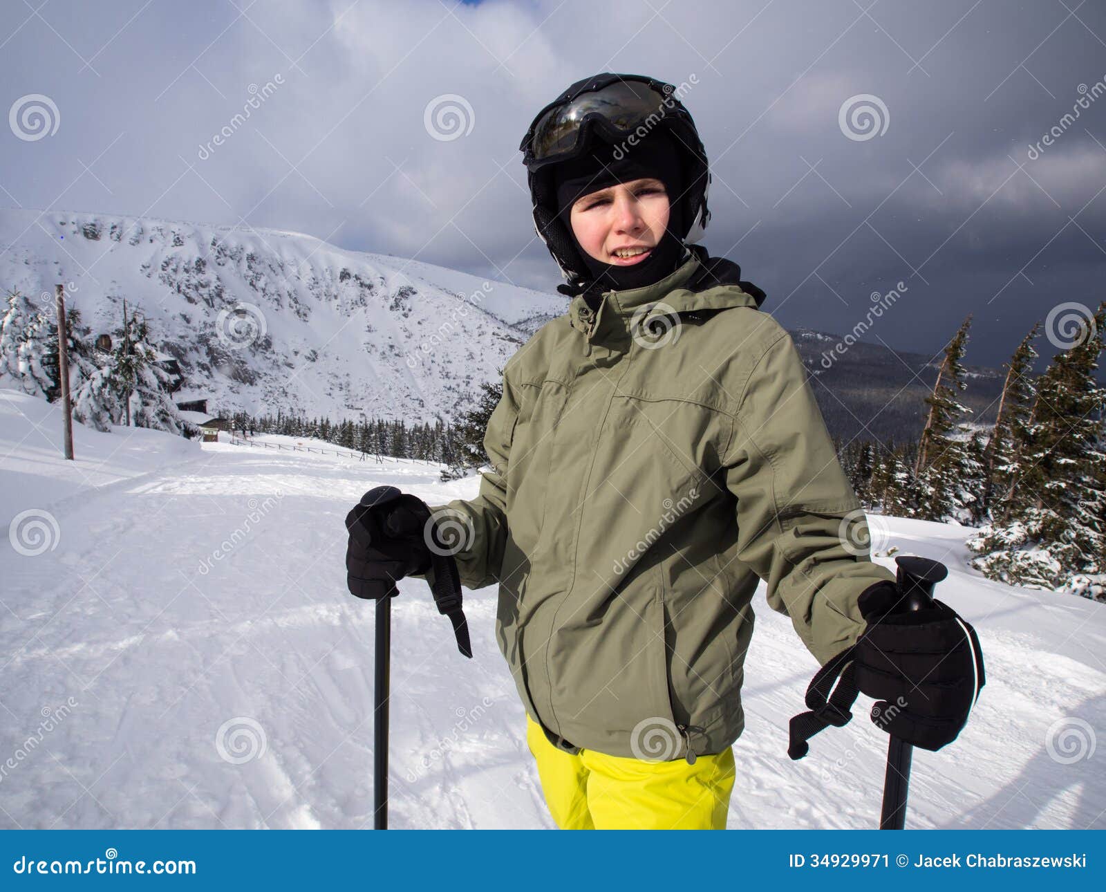 Teenage boy skiing stock image. Image of season, sportive - 34929971