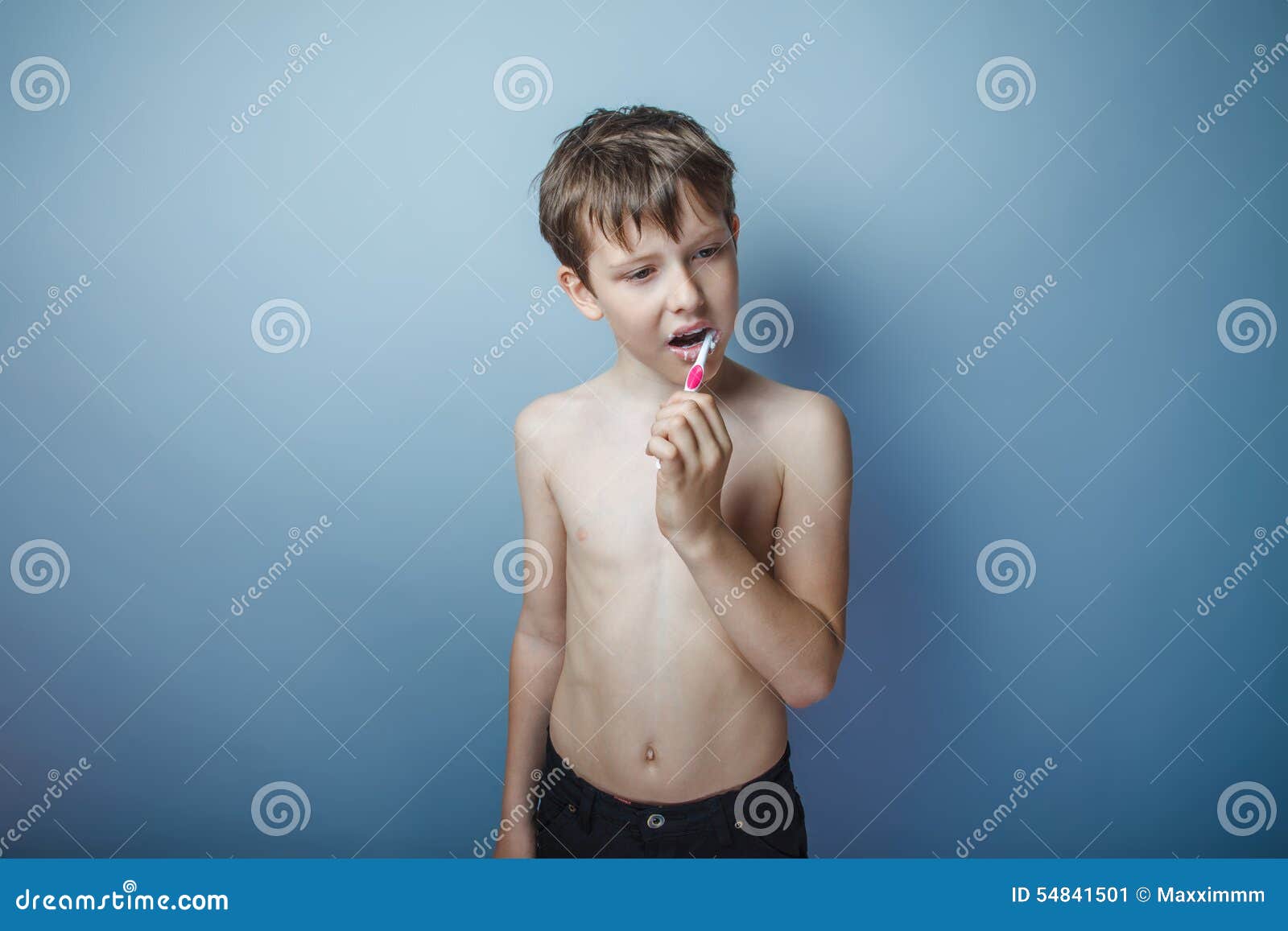 Teenager Boy Of 10 Years European Appearance Is Stock 
