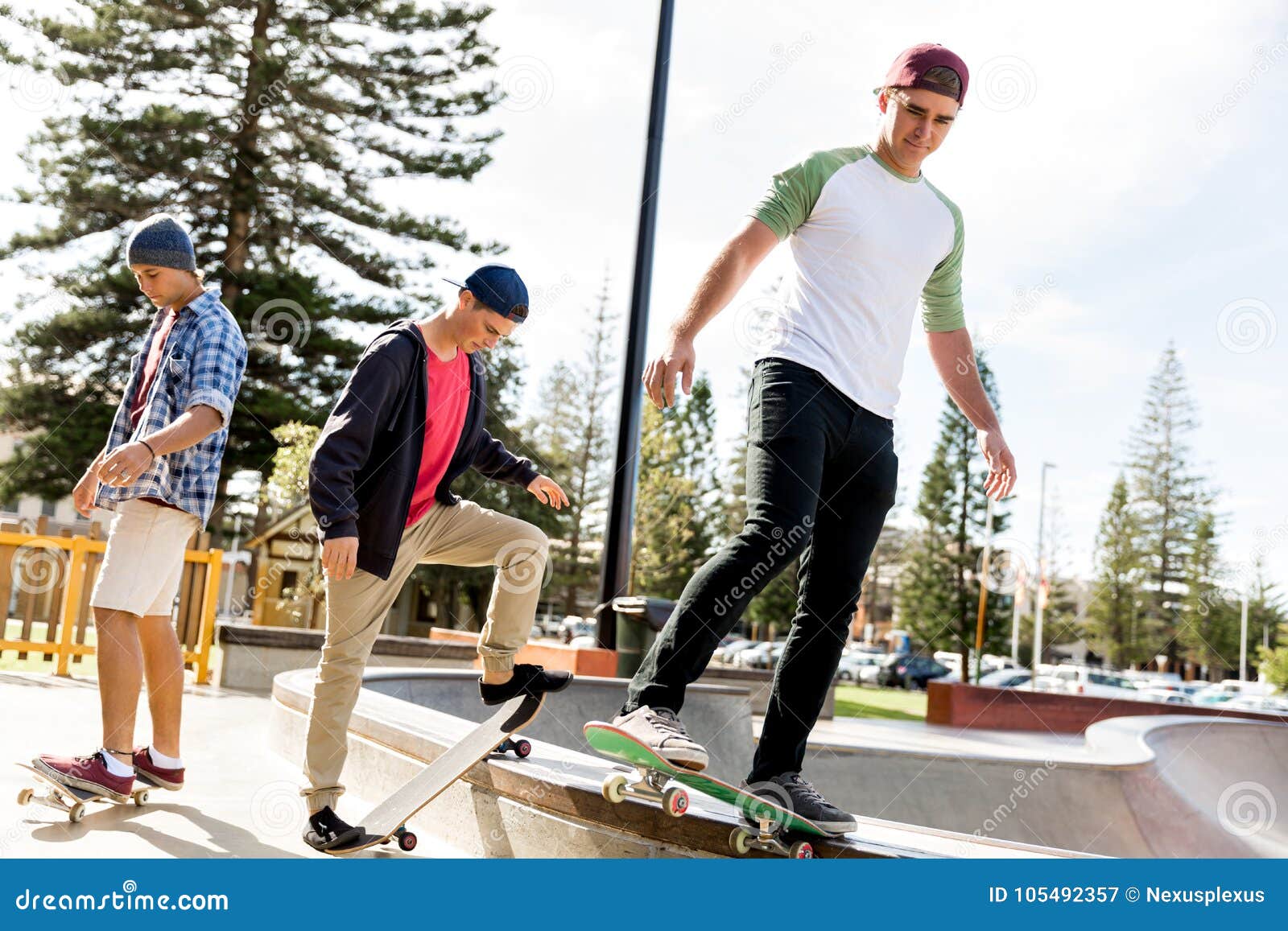 Teenage Boys Skateboarding Outdoors Stock Image - Image of boys, athletic:  105492357