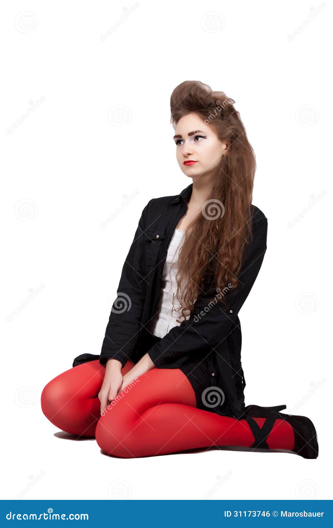 Teenage Girl in Black and Red Clothes Stock Photo - Image of black ...