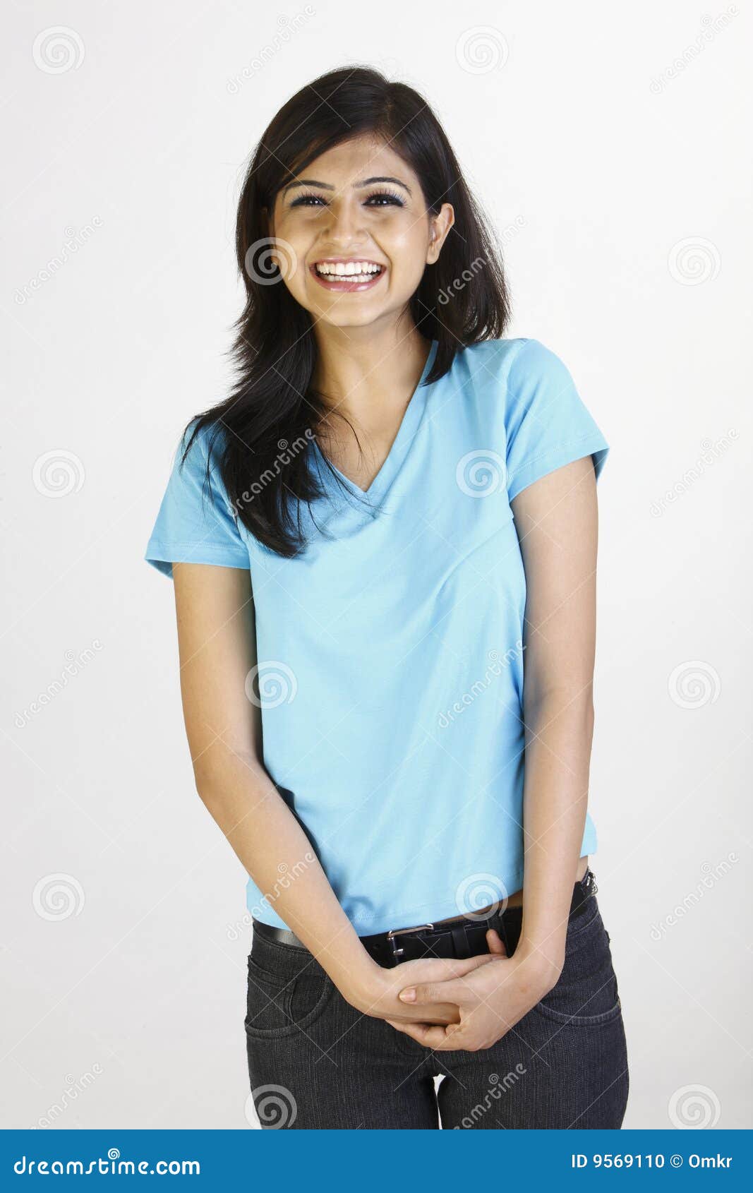 Teenage Girl In Blue Tshirt Stock Photo Image Of Moder