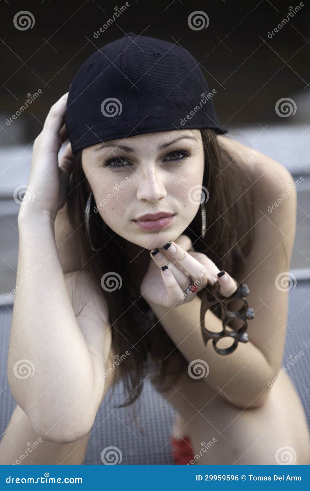 Teenage Girl with Brass Knuckles Stock Photo - Image of face, brass:  29959596