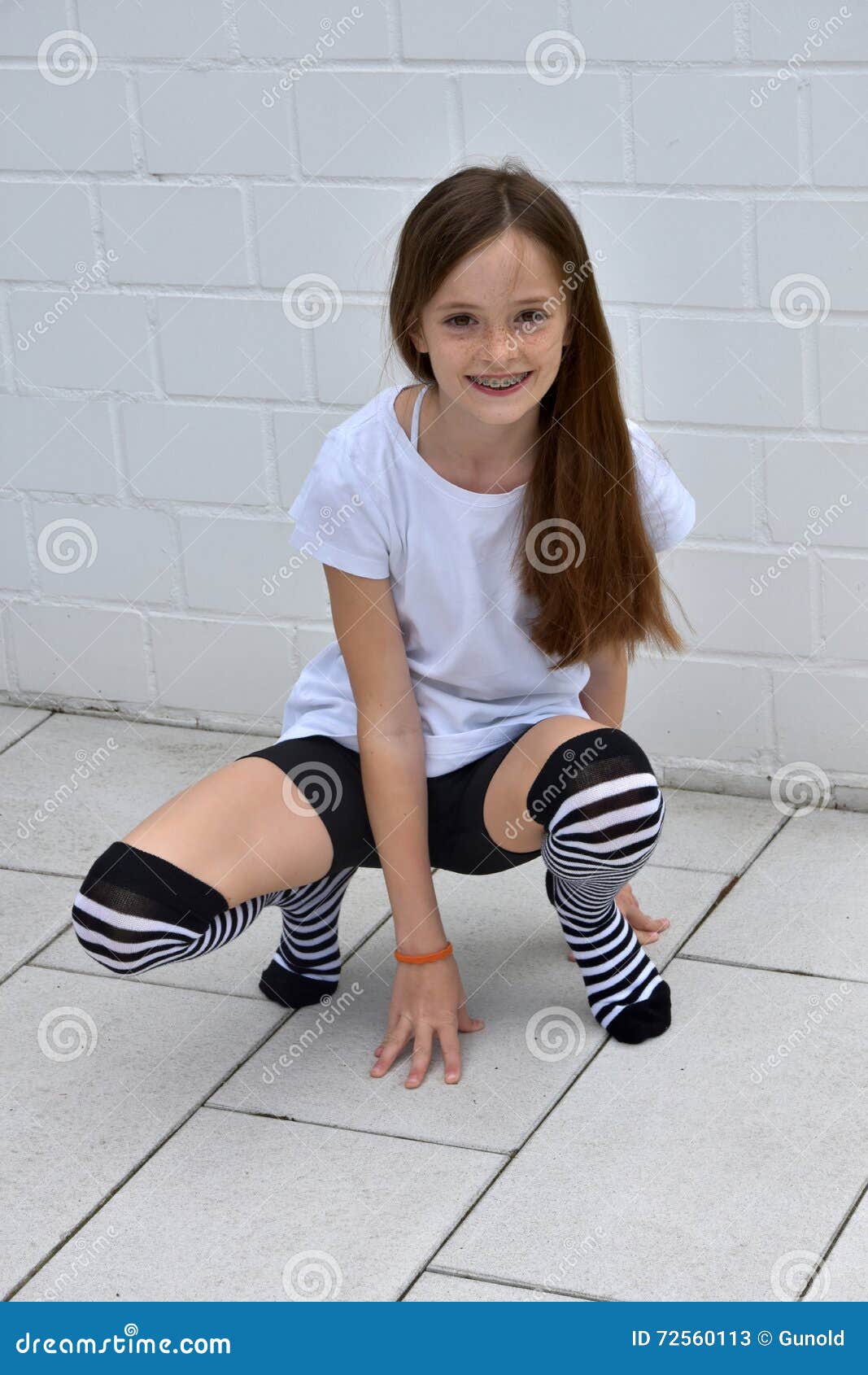 Teenage Girl Crouching Stock Image 72560113 