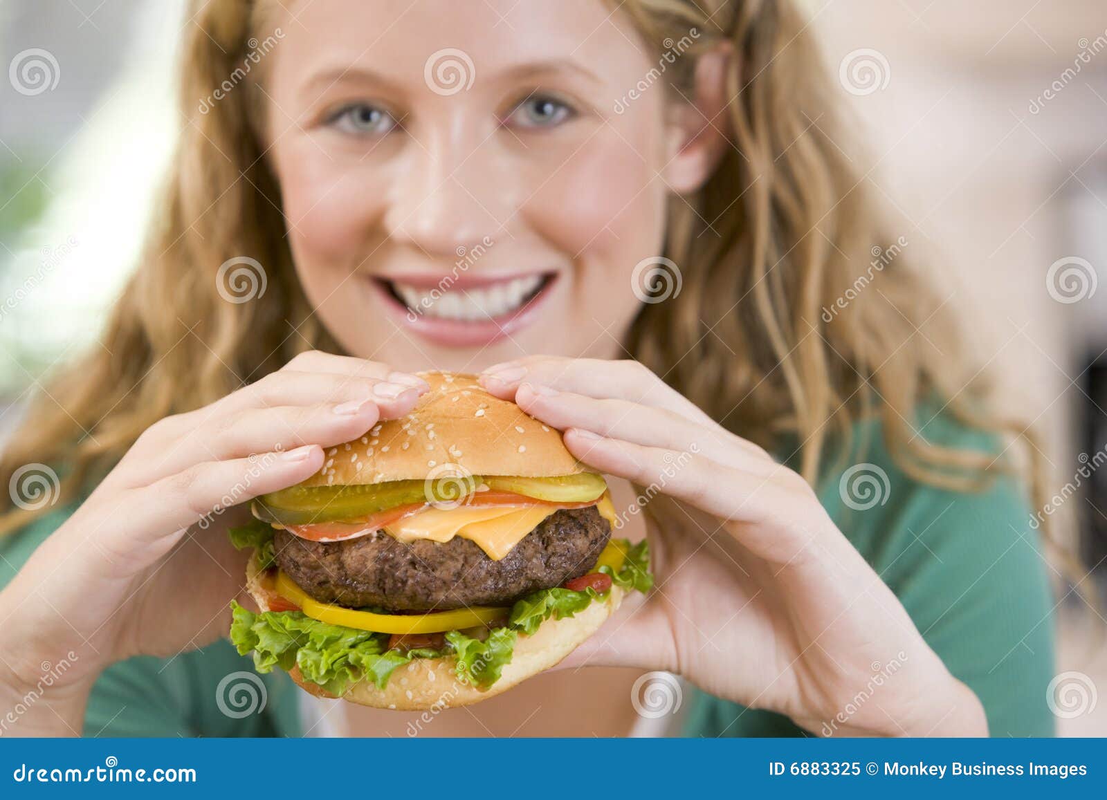 Teenage Girl Eating Burgers Royalty Free Stock Photo Image 6883325
