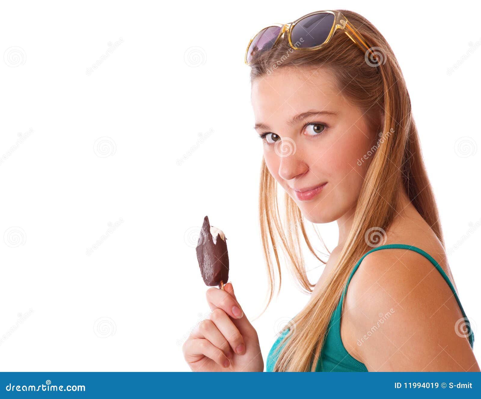 Teenage Girl Is Eating Icecream Royalty Free Sto
