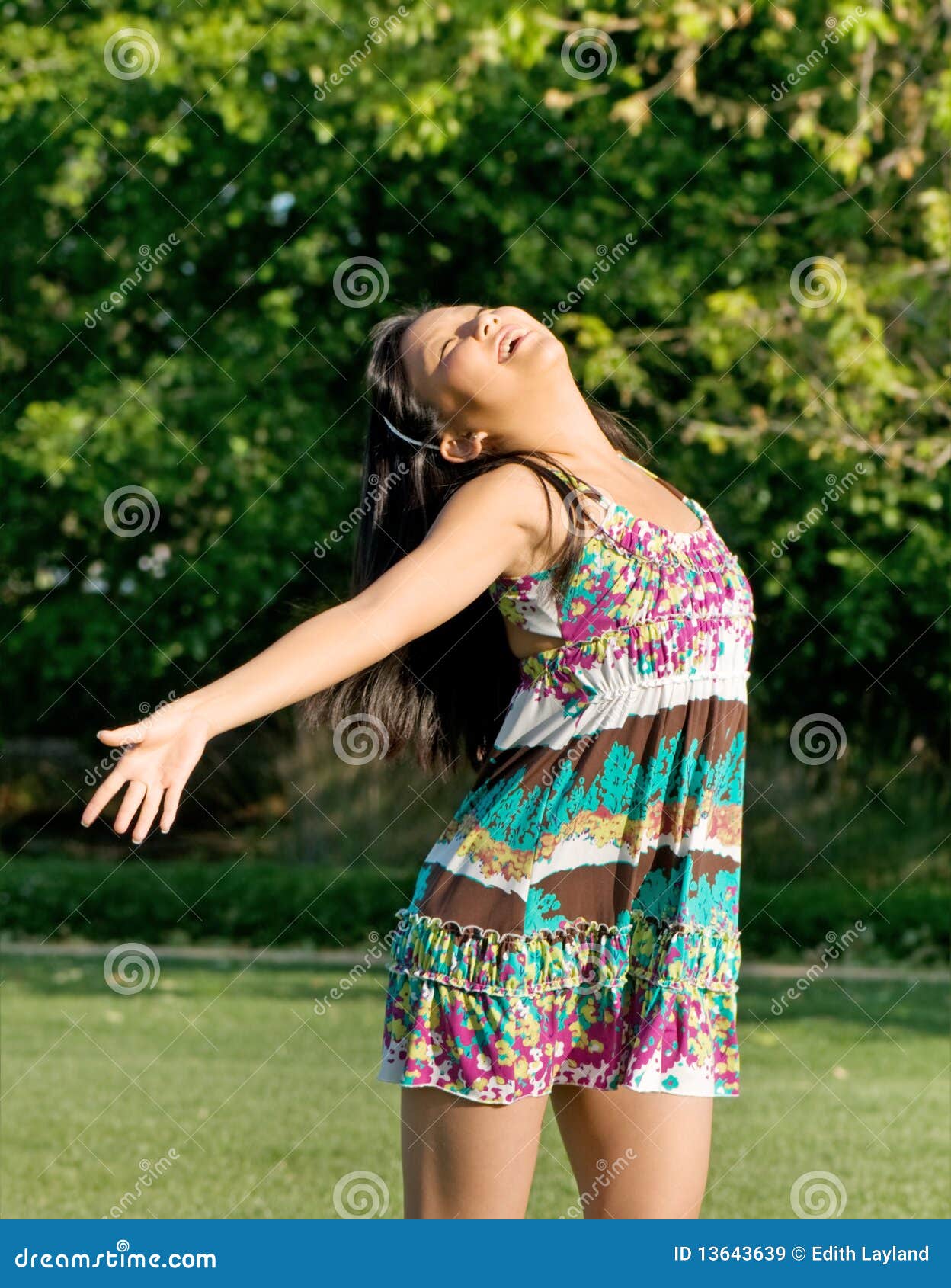 Teenage Girl Expressing Joy In The Sunshine Stock Image Image Of Young Girl 13643639 