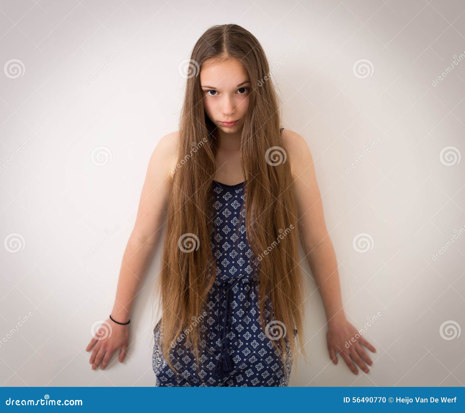 Teenage Girl With Extremely Long Hair Stock Photo Im