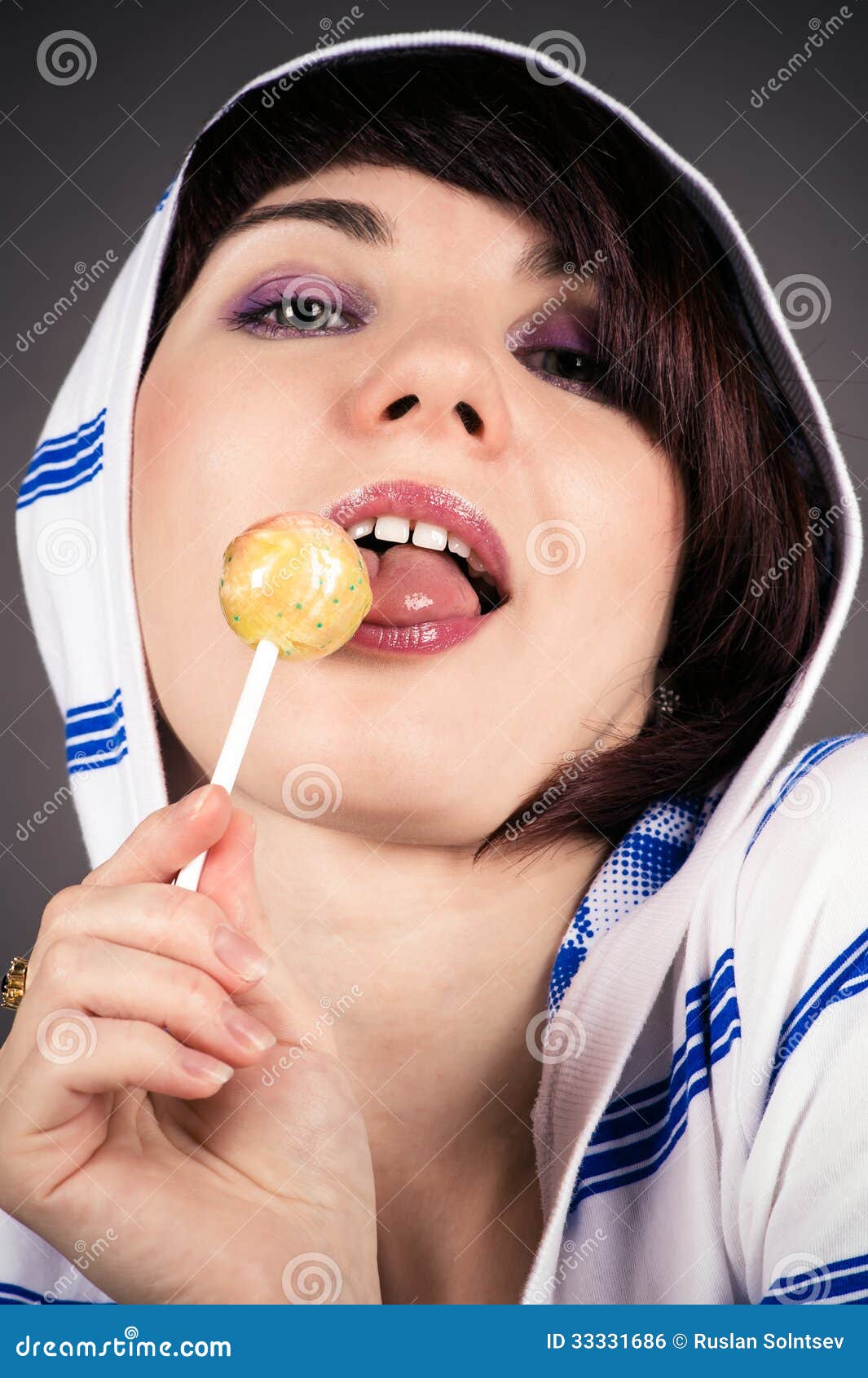 Teenage Girl Licking Lollipop Royalty Free Stock Image Image 33331686