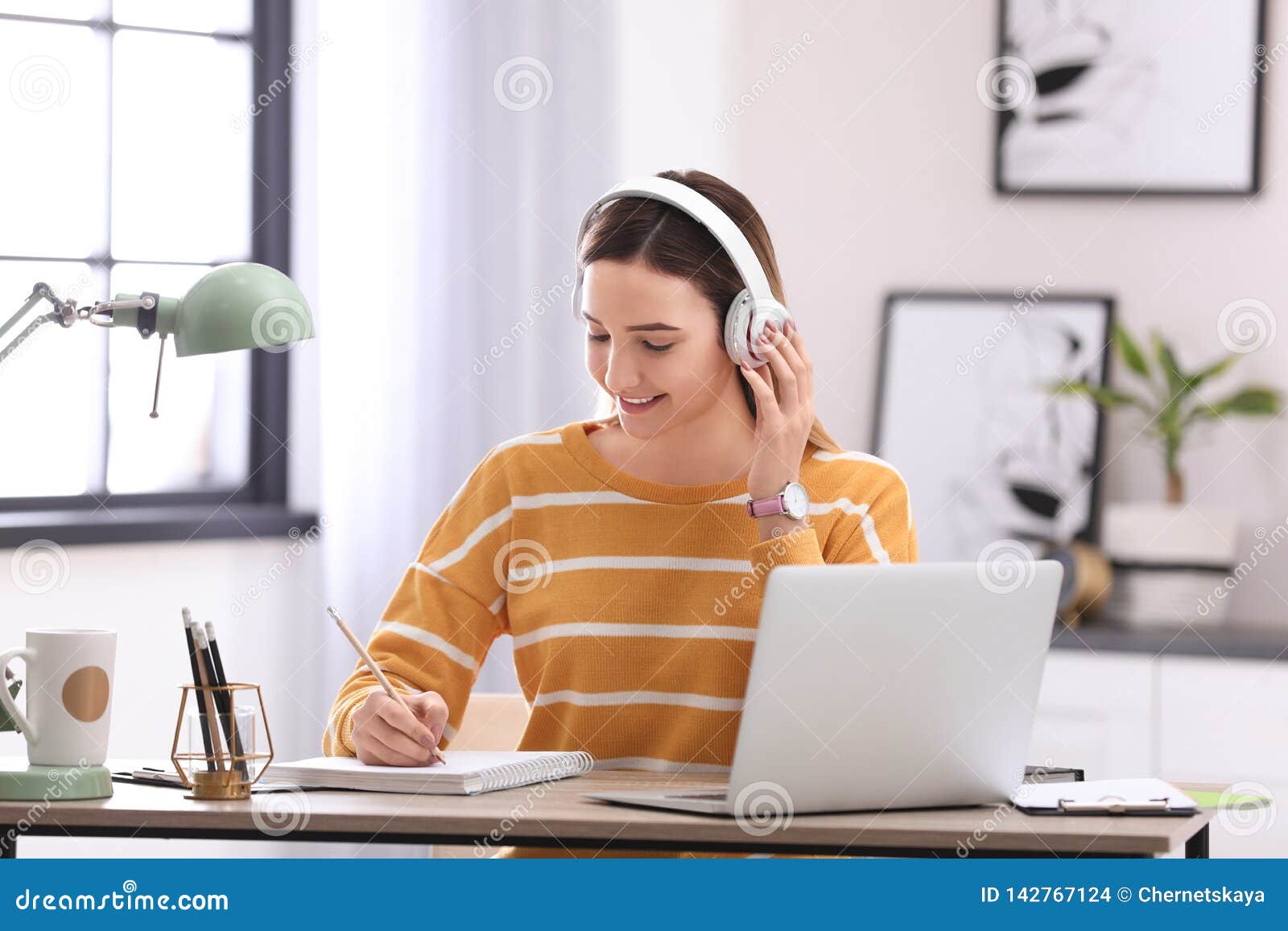 girl doing homework music