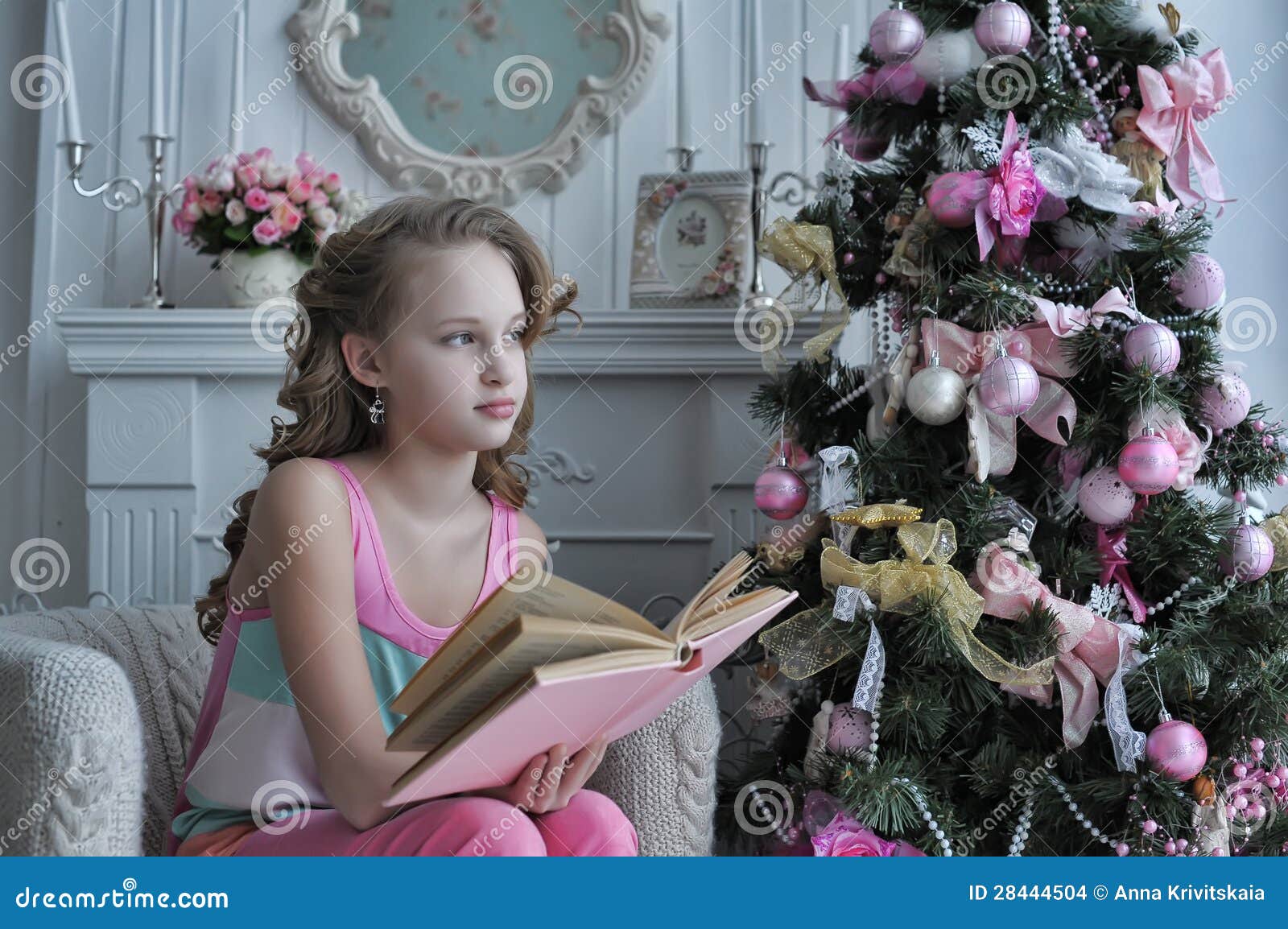 Teenage Girl Near The Christmas Tree Stock Photo - Image ...