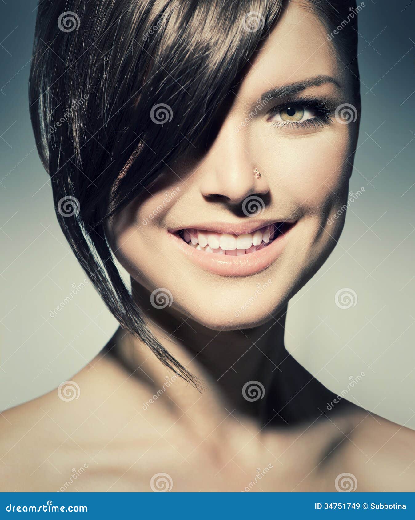 Teenage Girl With Short Hair Stock Image Image Of Brown