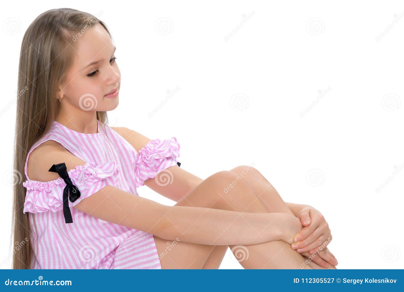 A Teenage Girl is Sitting on the Floor. Stock Image - Image of ...