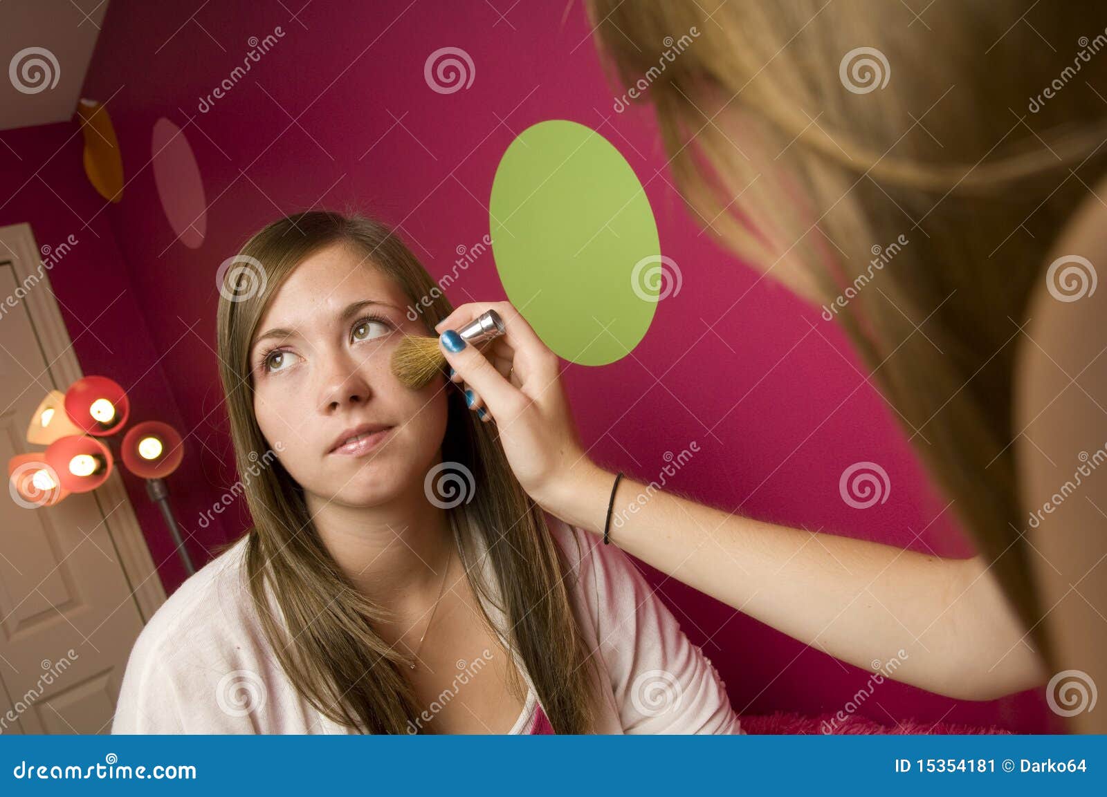 Teenage Girls Applying Makeup Stock Image Image Of Fresh Applying 15354181